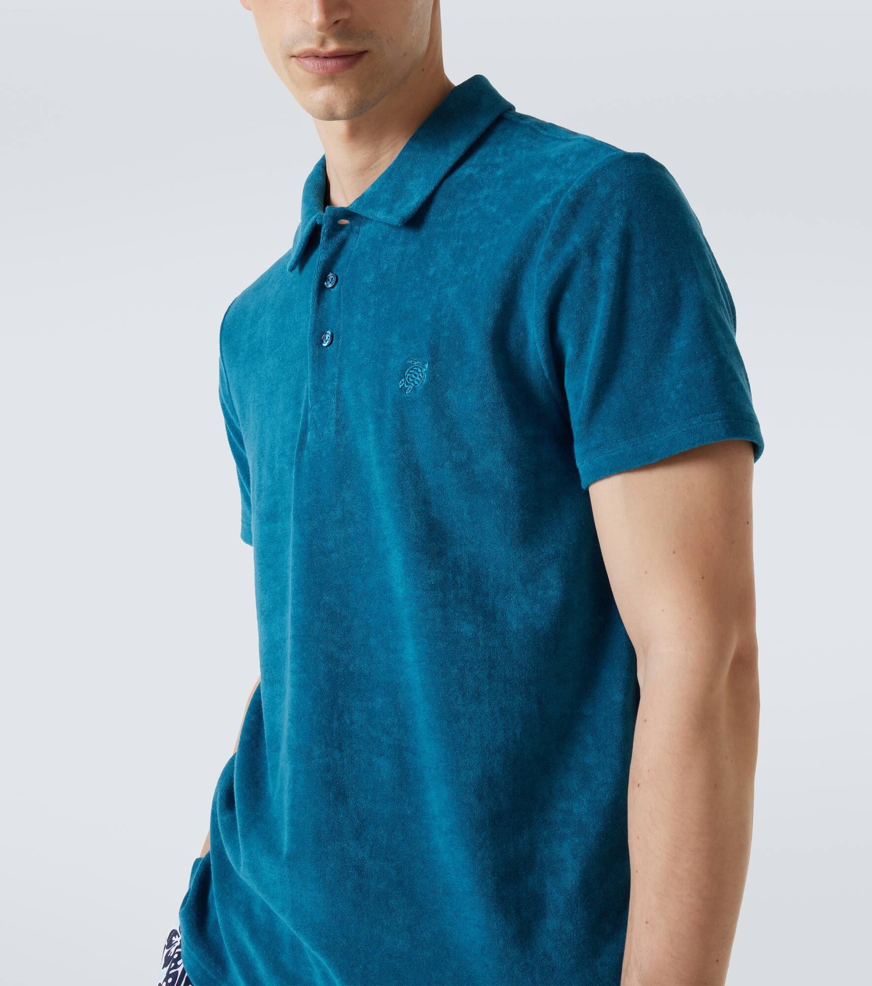 Cotton-blend terry polo shirt - 5