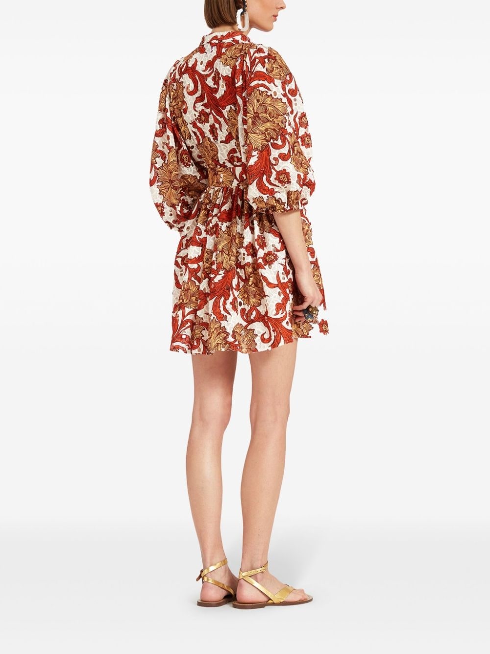 botanical-print poplin dress - 3