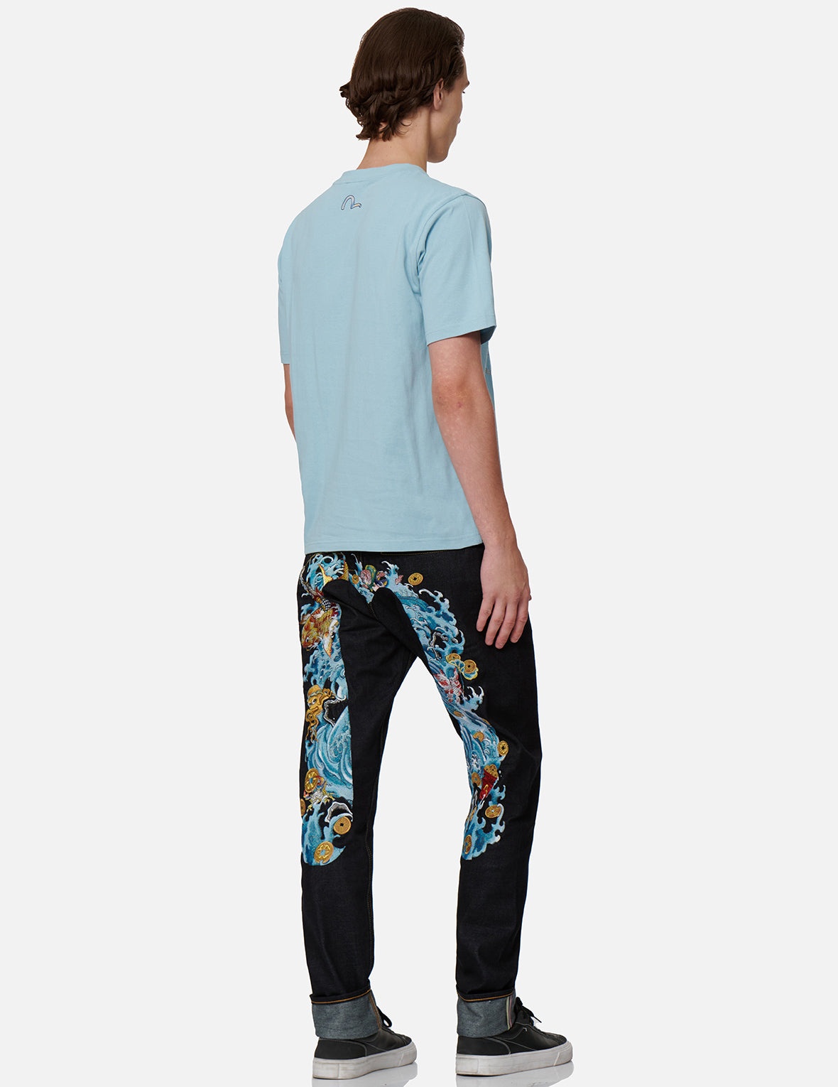 “The God of Fortune Riding Waves” Daicock Embroidery Carrot-Fit Jeans #2017 - 3