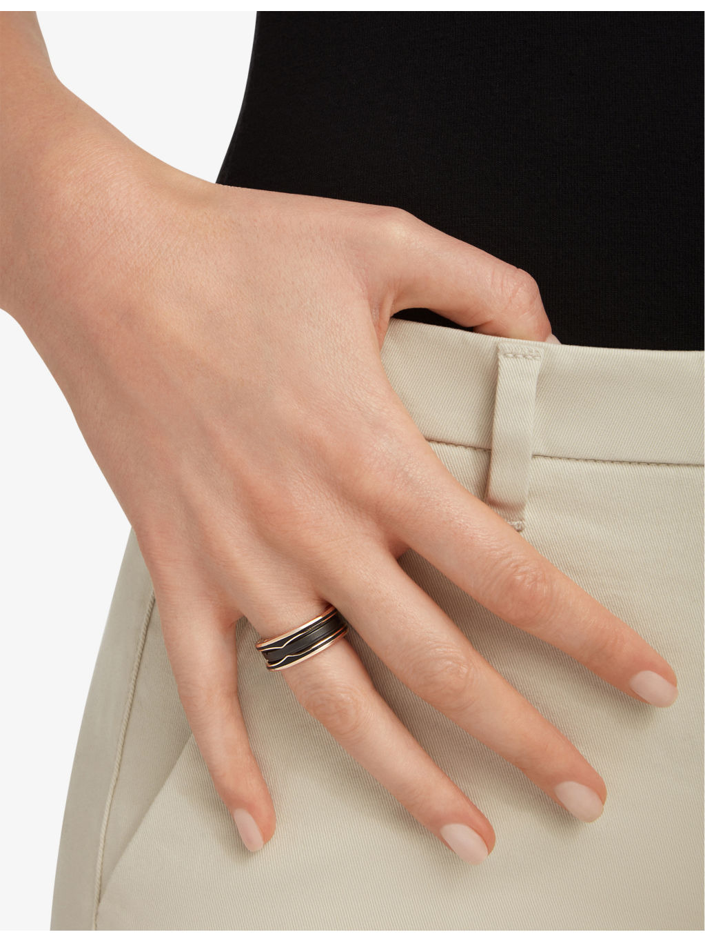 B.zero1 18ct rose-gold and ceramic ring - 2