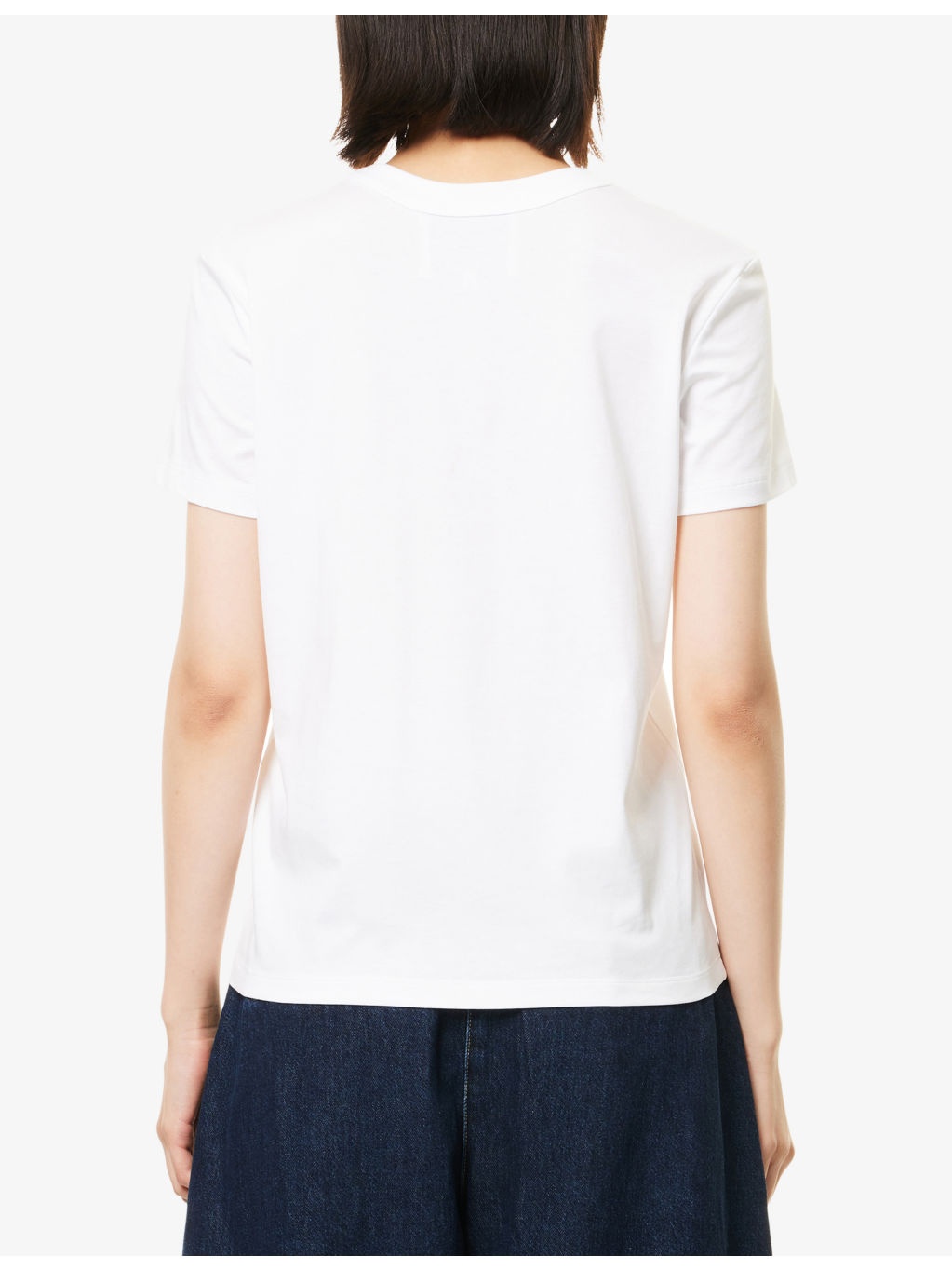Tulip Embroidery Cropped Short-Sleeve Cotton-Jersey T-Shirt - 4