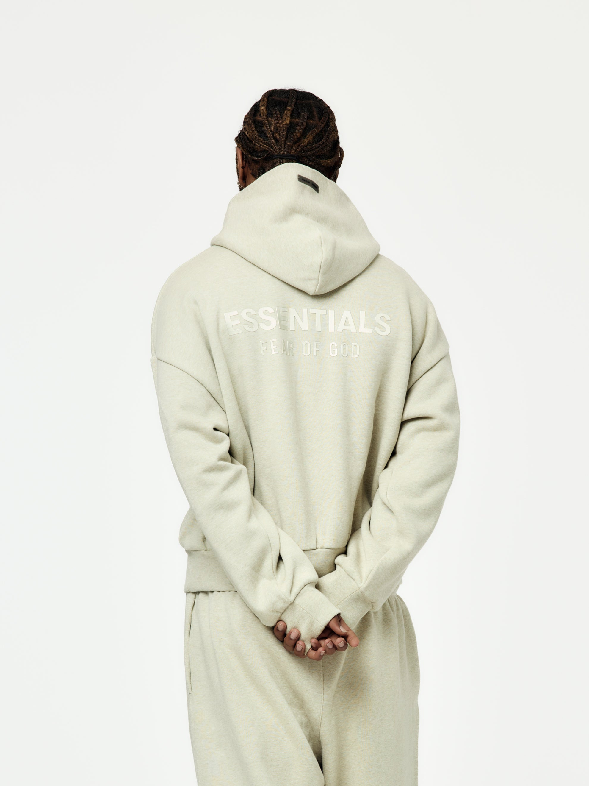 CLASSIC FIT FLEECE HOODIE (HEATHER STONE) - 3