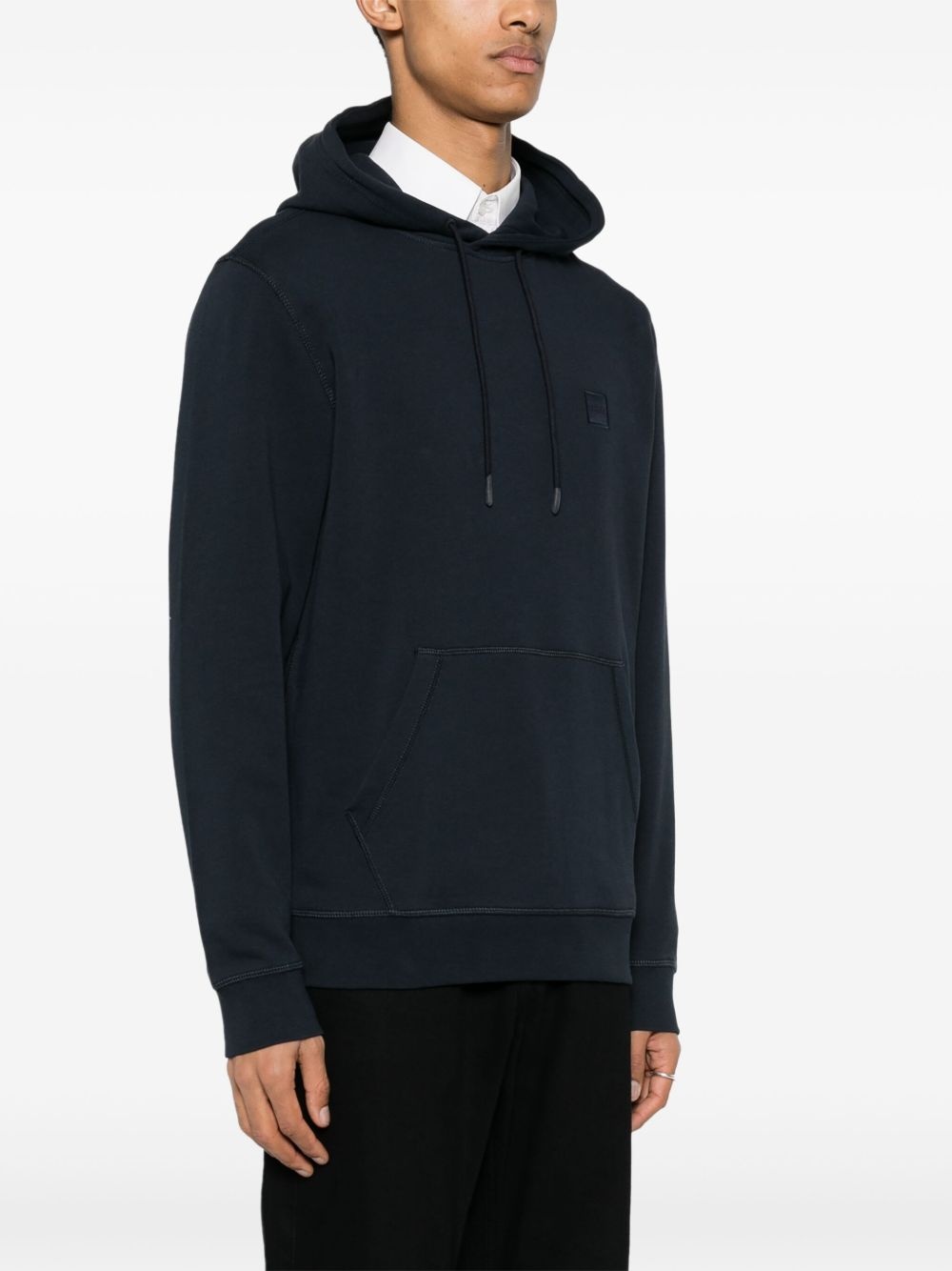 logo-patch cotton hoodie - 3