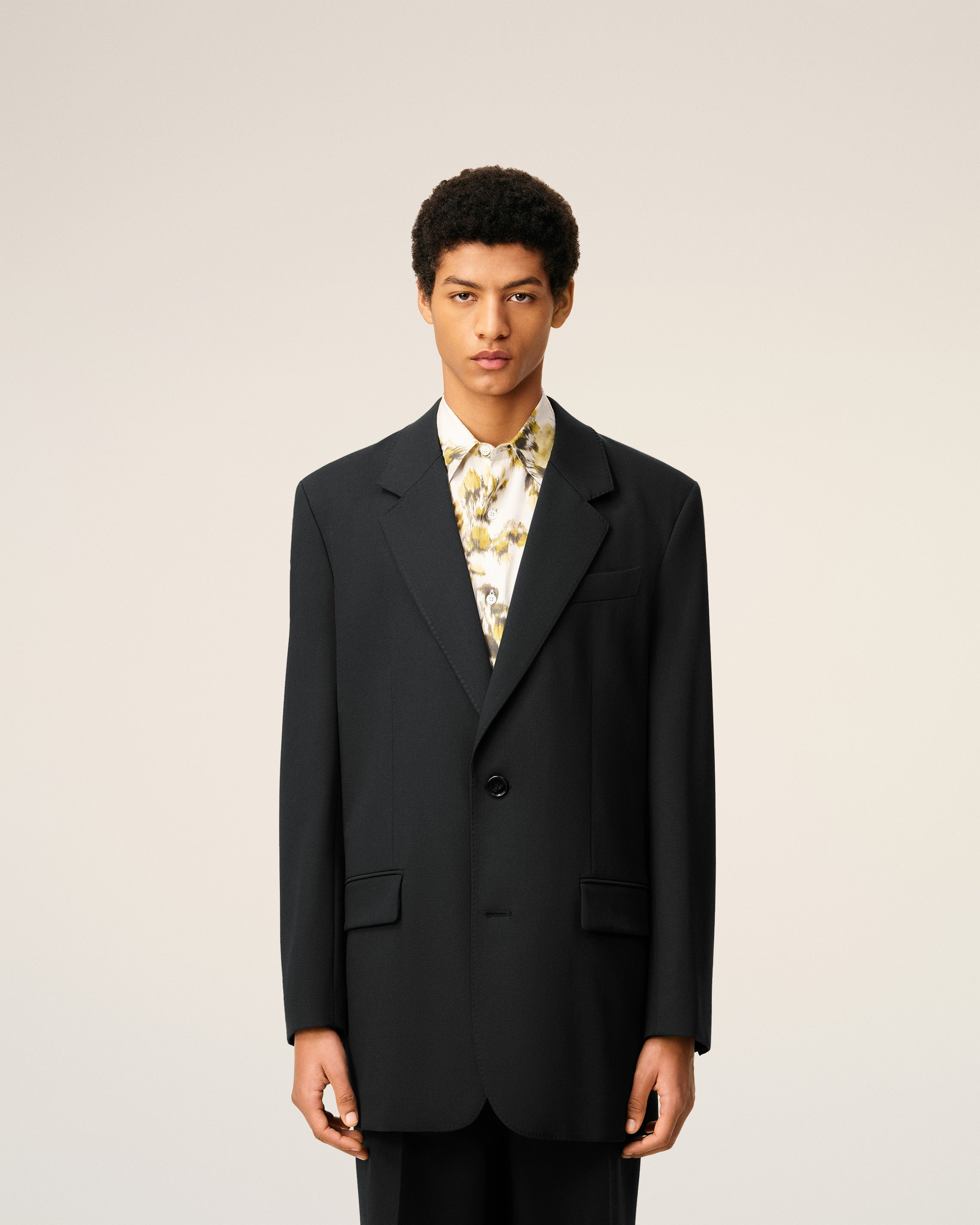 BLACK  WOOL LOOSE DOUBLE BREASTED JACKET - 3