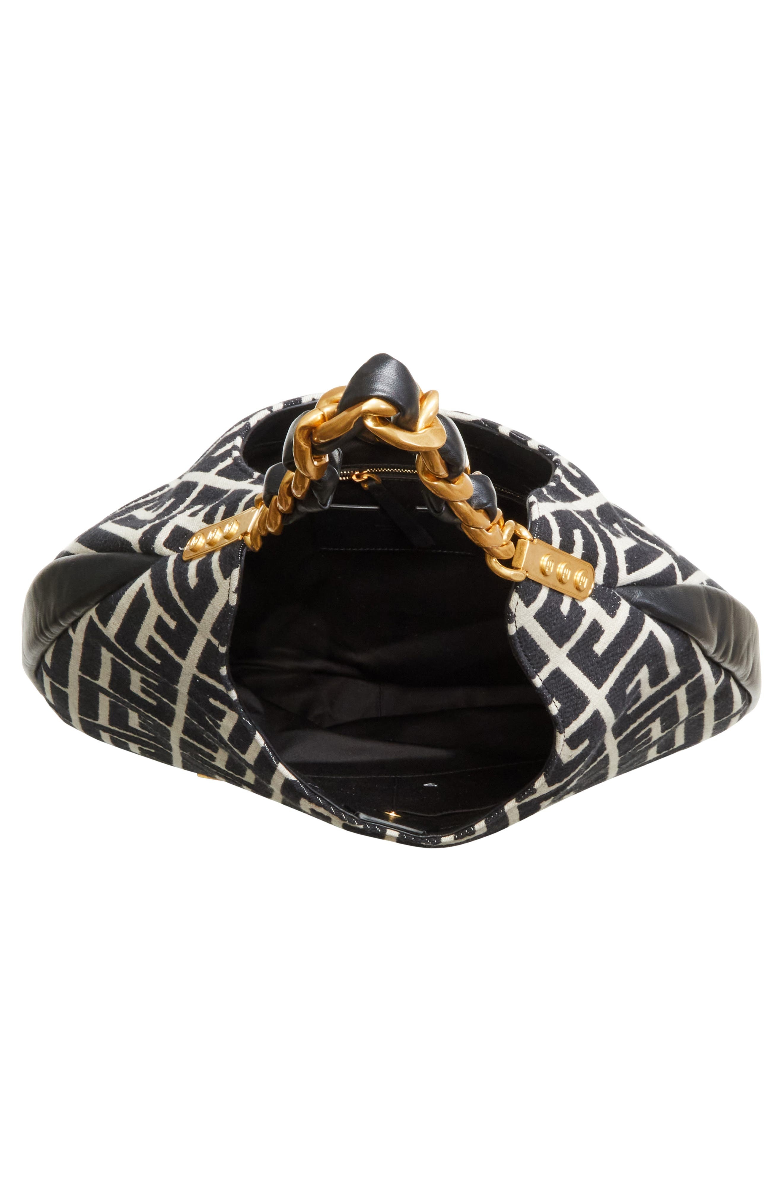 Balmain 1945 Large Soft Monogram Jacquard Hobo Bag in Ivory/Black at Nordstrom - 5