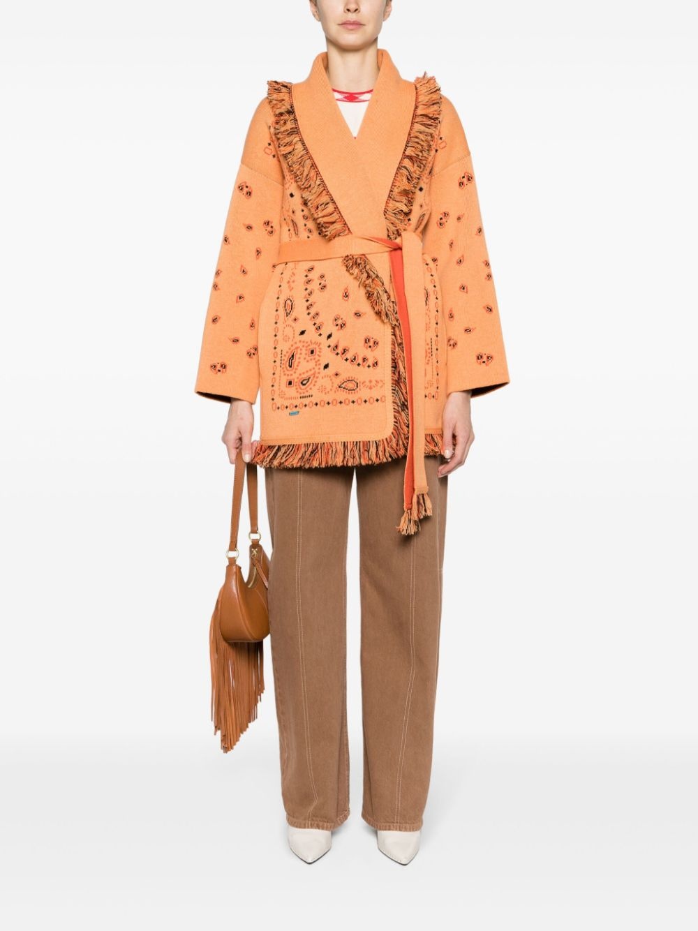 bandana-jacquard cashmere cardigan - 2