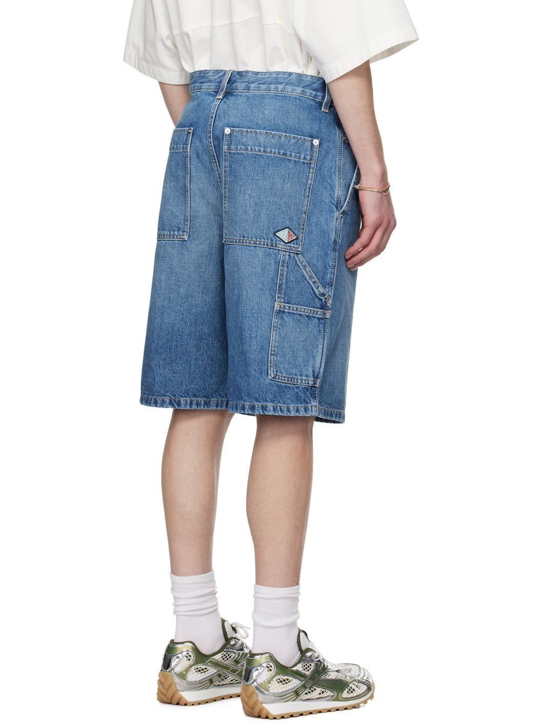 Blue Vintage Cargo Denim Shorts - 3