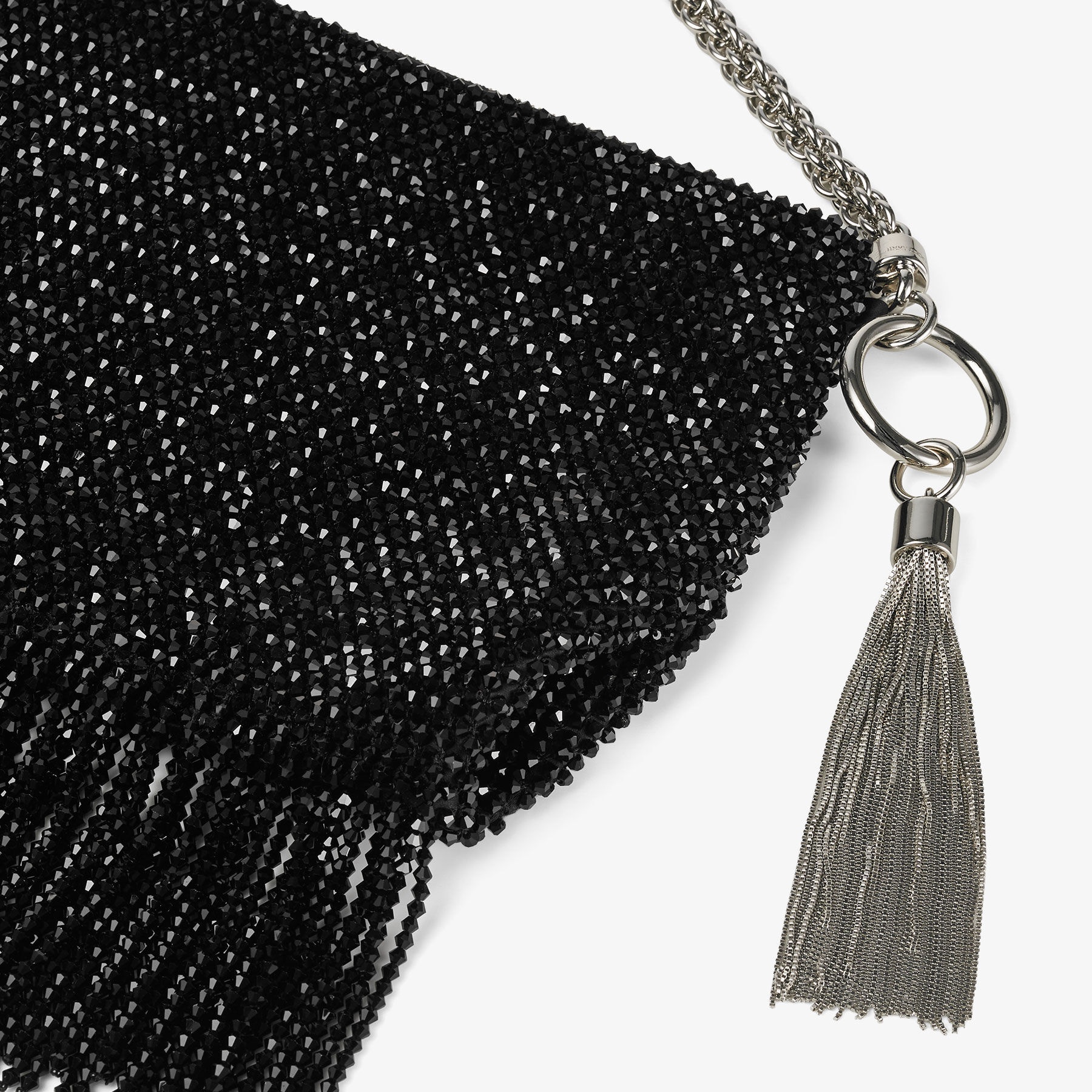 Callie  Shoulder
Black Satin Shoulder Bag with Crystal Fringe - 3