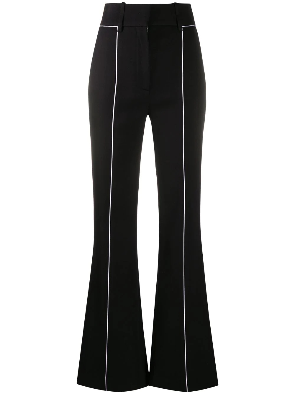 contrast-trim flared trousers - 1