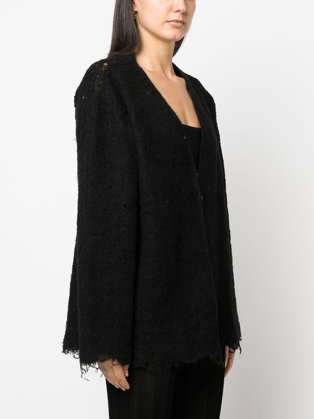 distressed-effect knit cardigan - 3