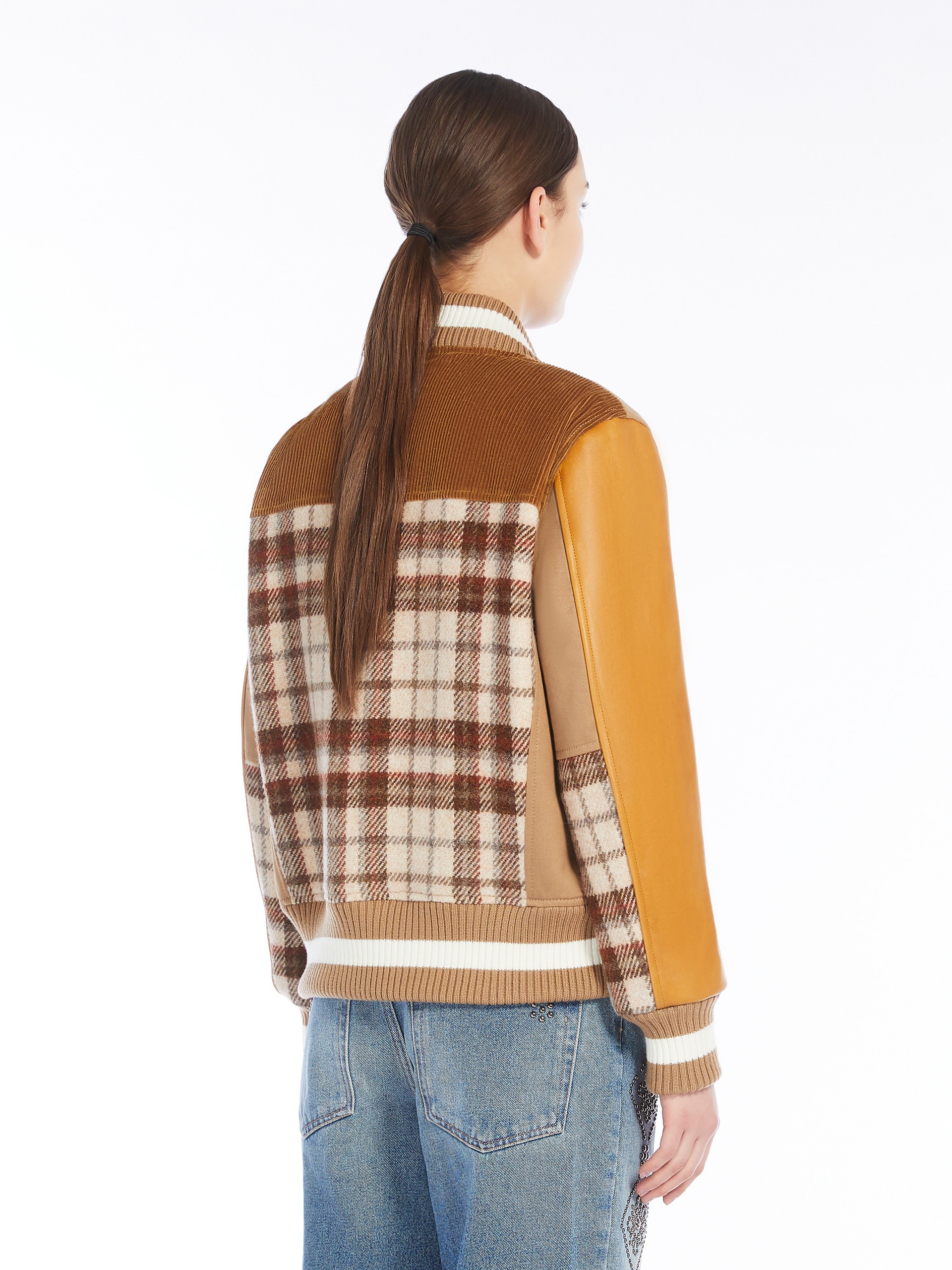 NERONE Wool, velvet and leather bomber jacket - 4