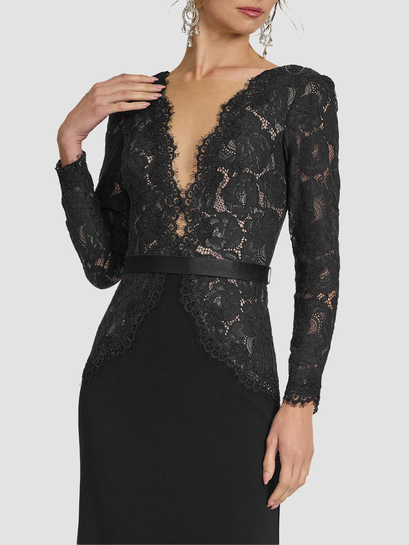 Women's Corwin Embroidered Illusion Gown - Black Beige 4