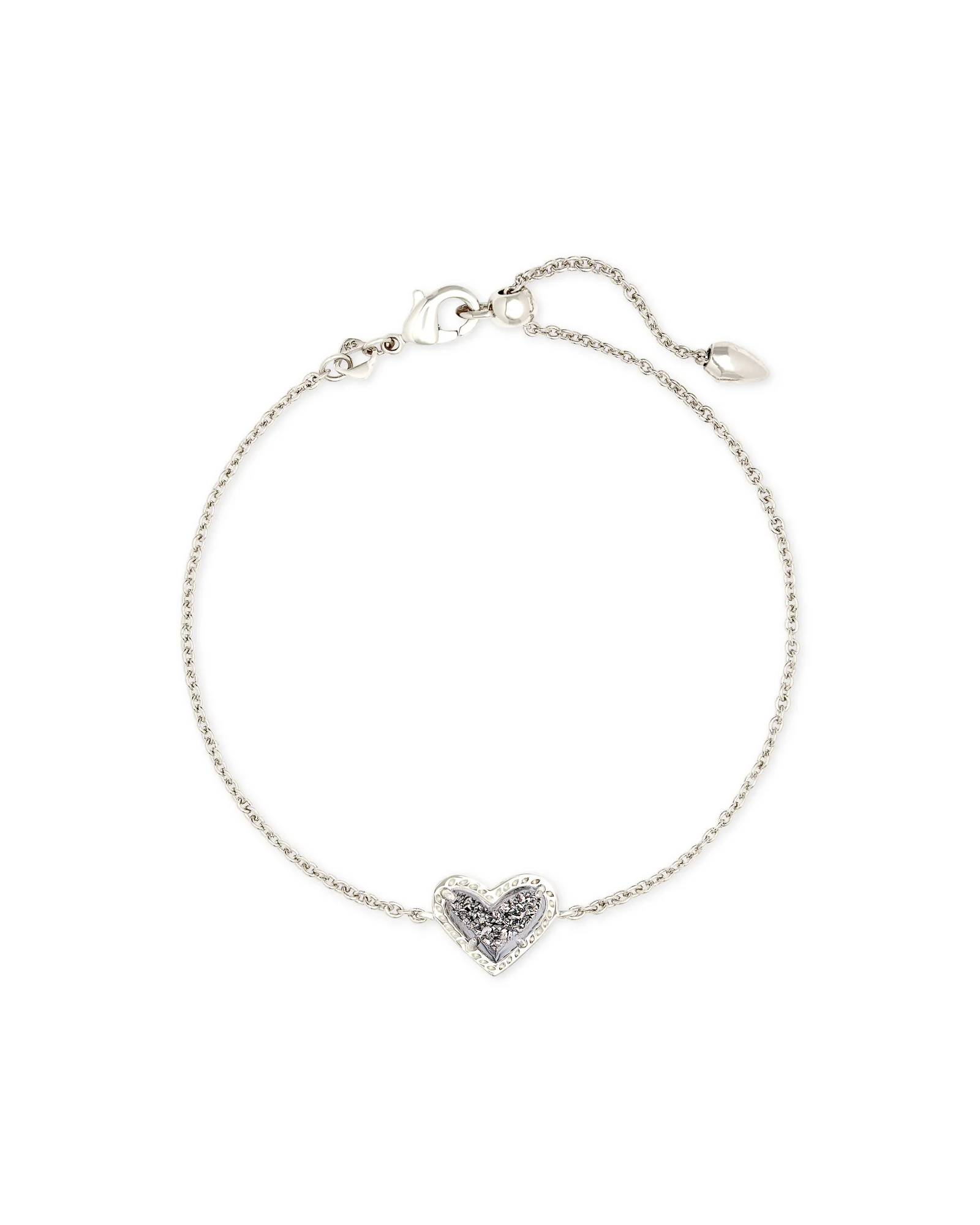 Ari Heart Silver Chain Bracelet in Platinum Drusy - 1