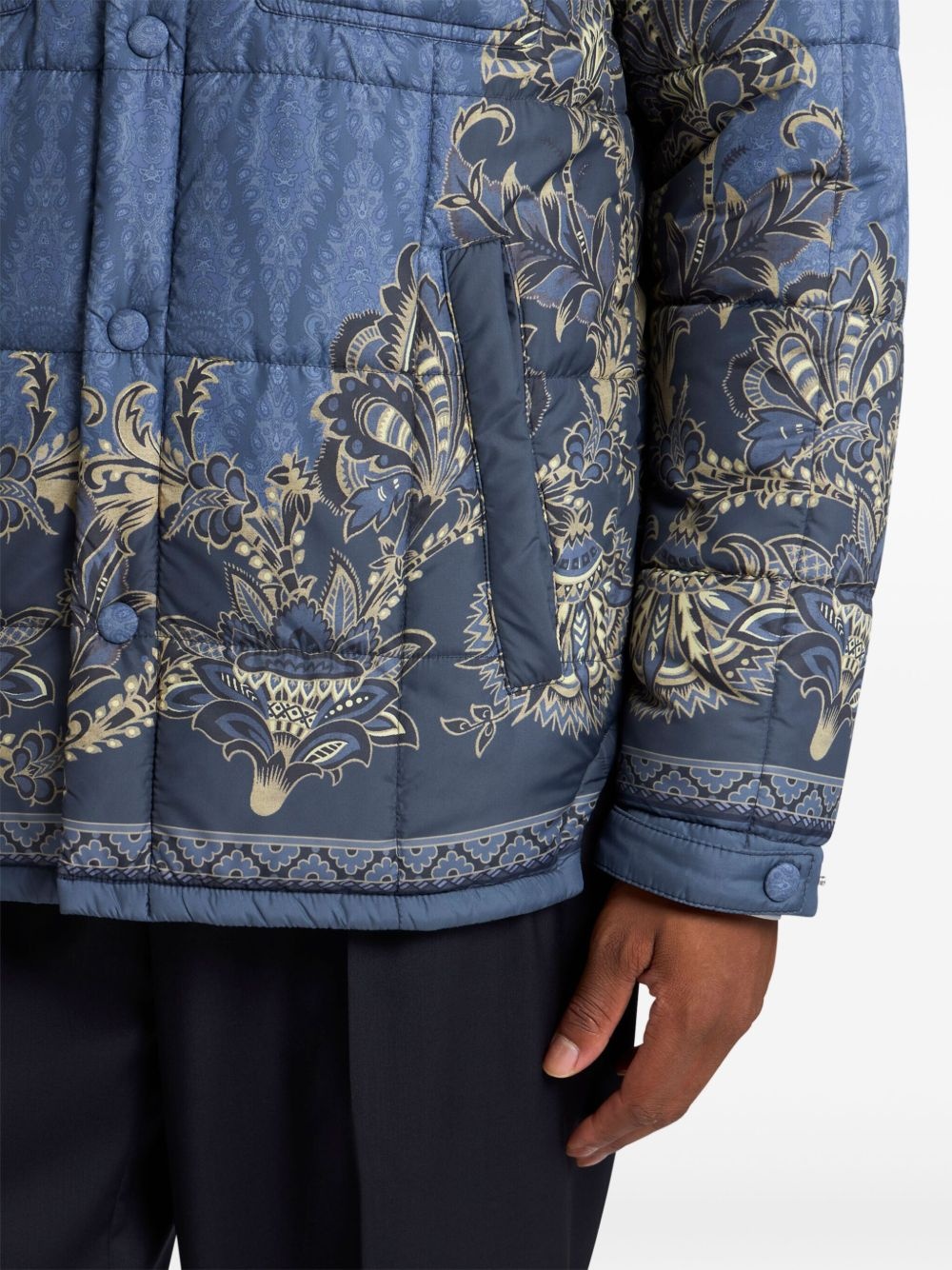 quilted printed shirt jacket - 4