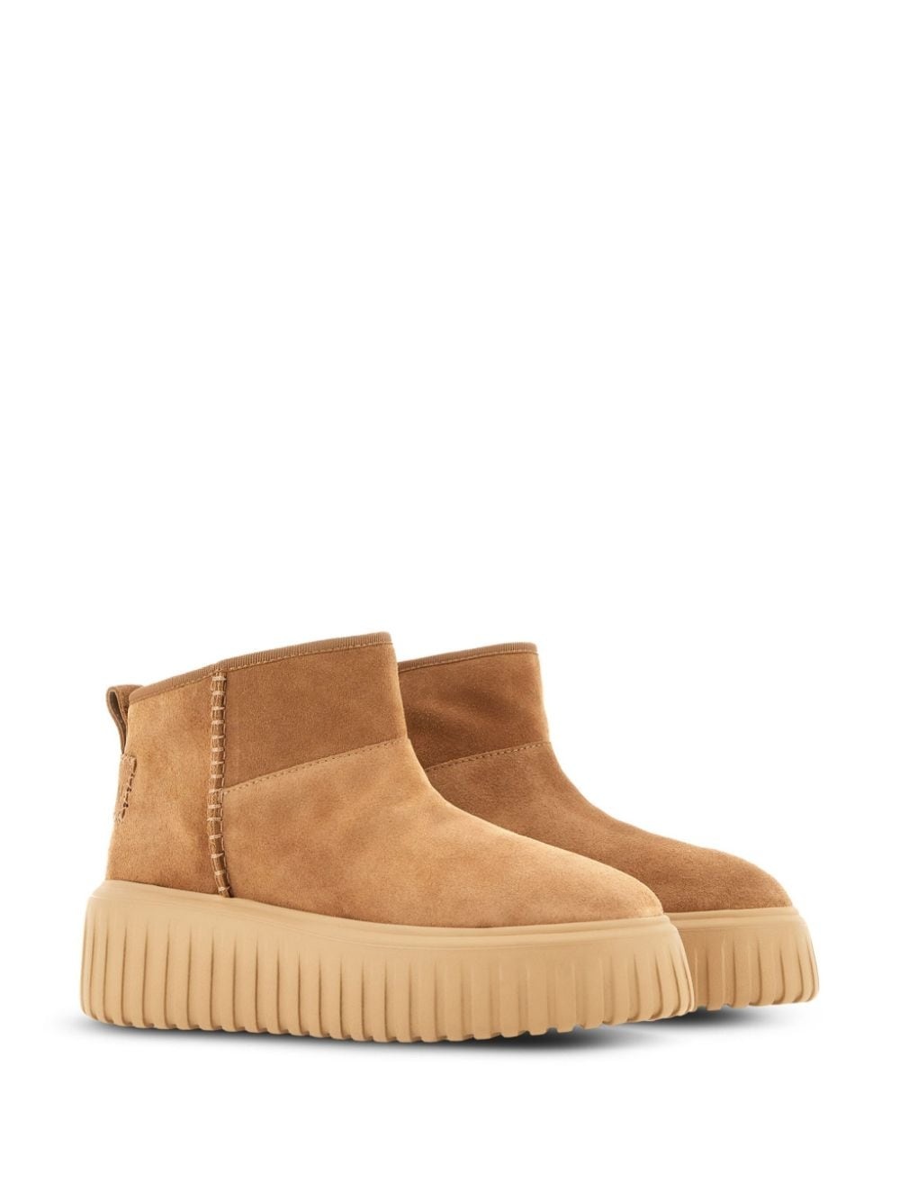logo-patch suede boots - 2