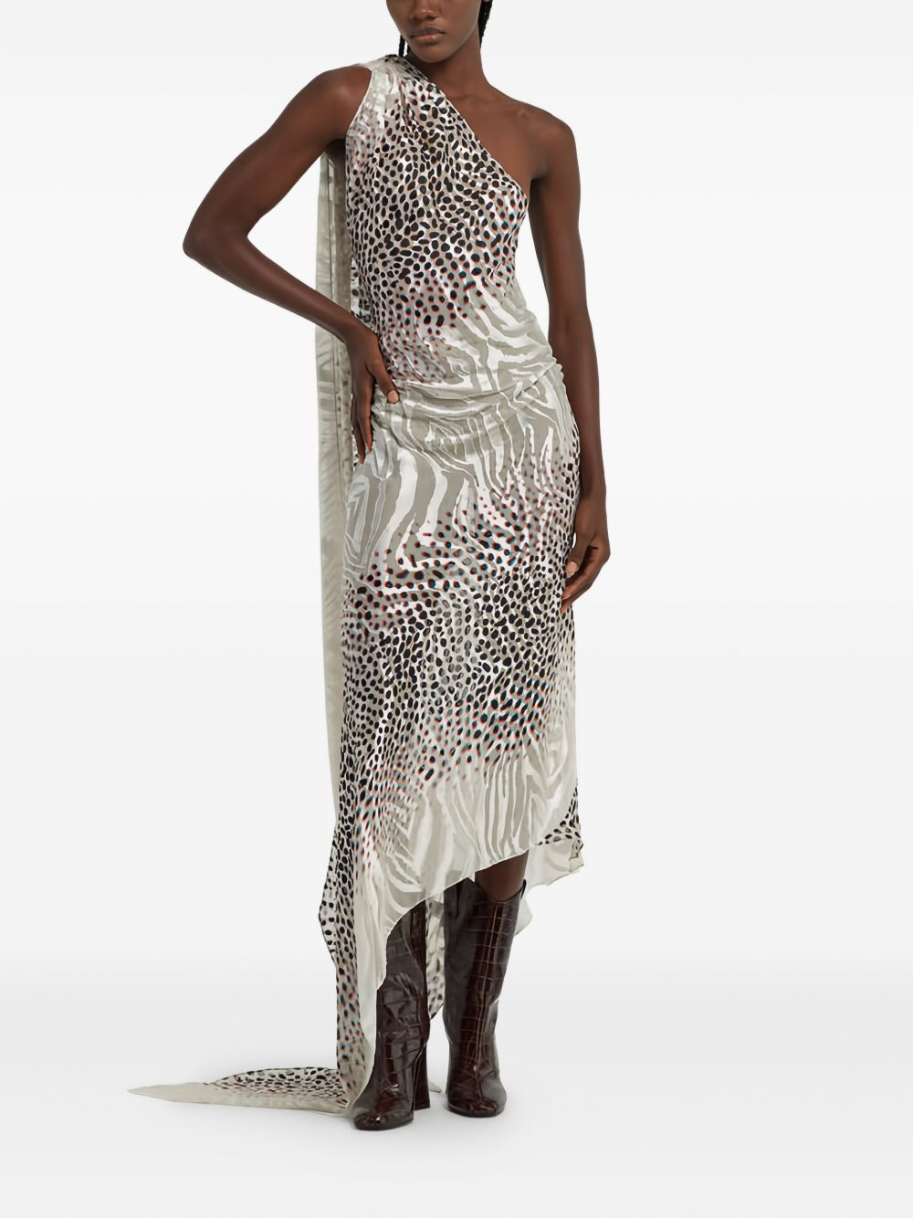 one-shoulder asymmetric dress - 2