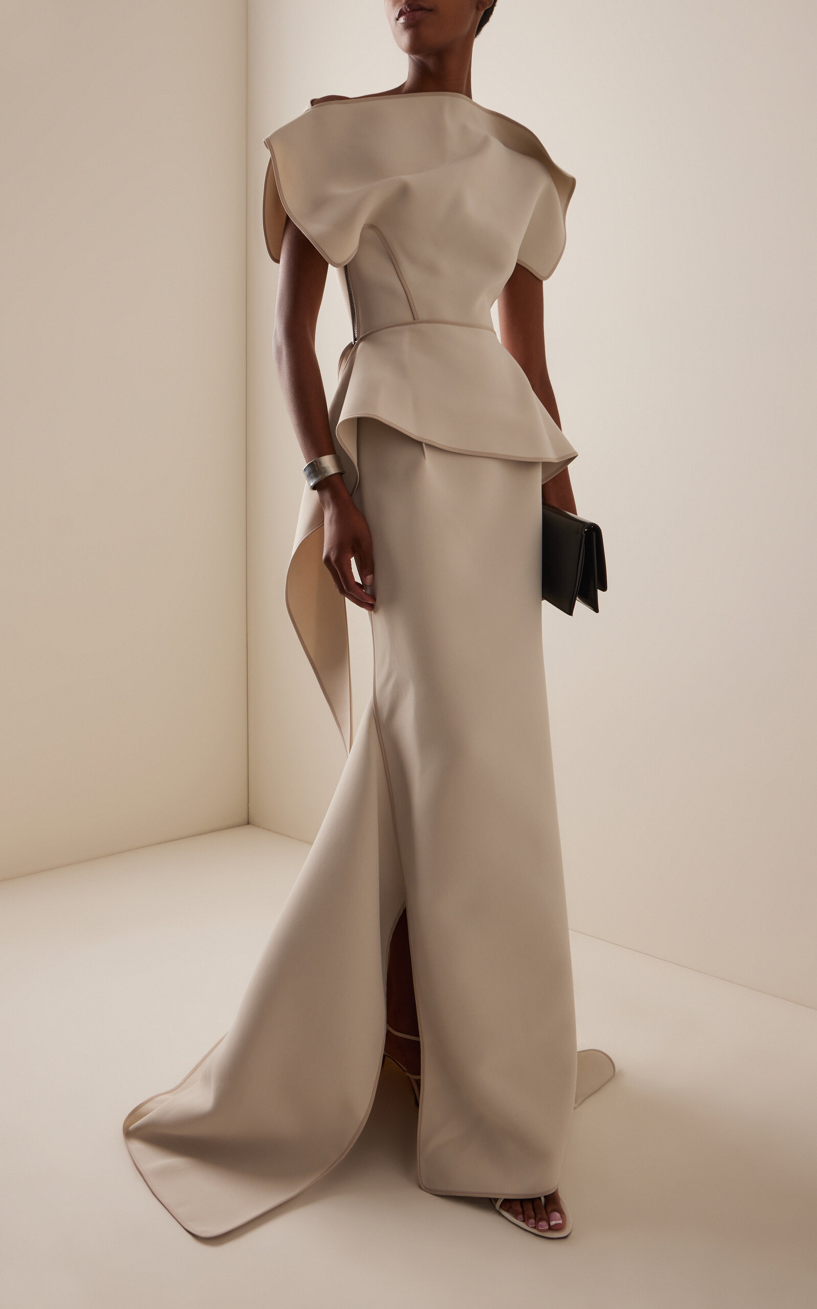 Snaking Bonded-Crepe Maxi Skirt off-white - 2