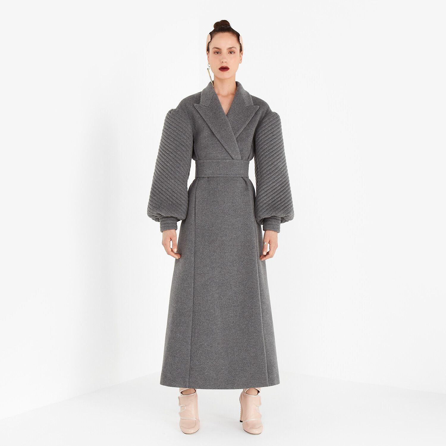 Gray double-sided cashmere coat - 4