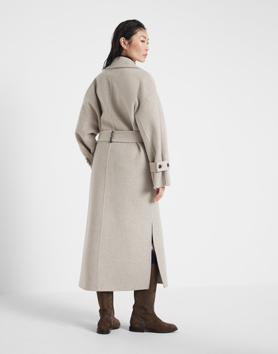 Brunello Cucinelli Hand-crafted coat in virgin wool and cashmere double cloth with monili outlook