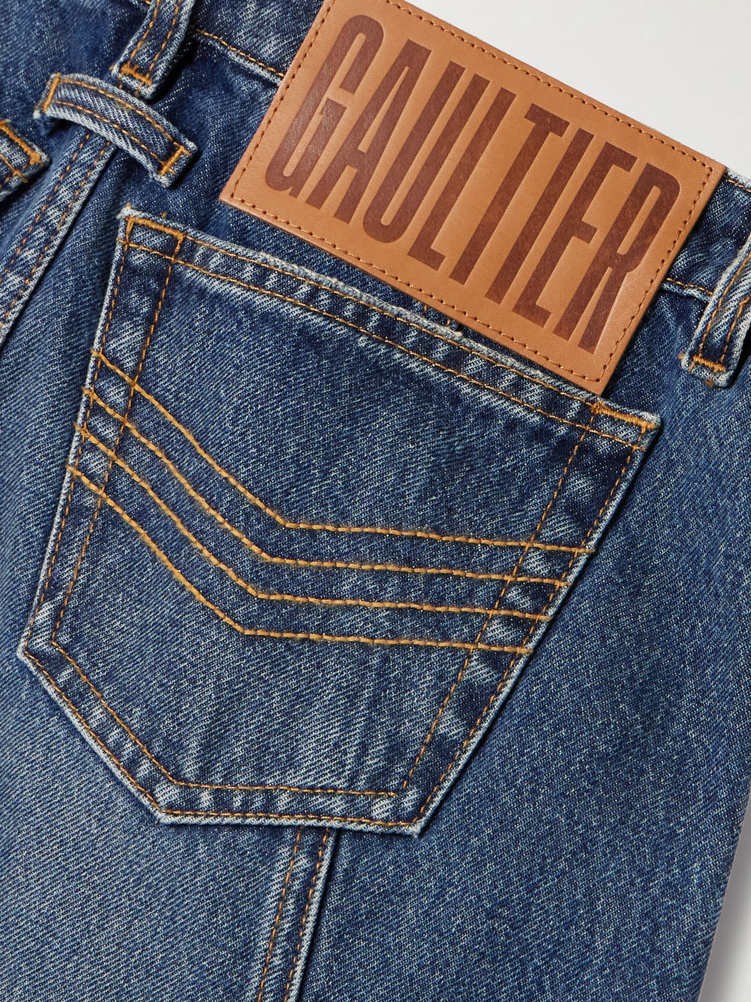 Strap-detailed paneled high-rise wide-leg jeans Blue - 6