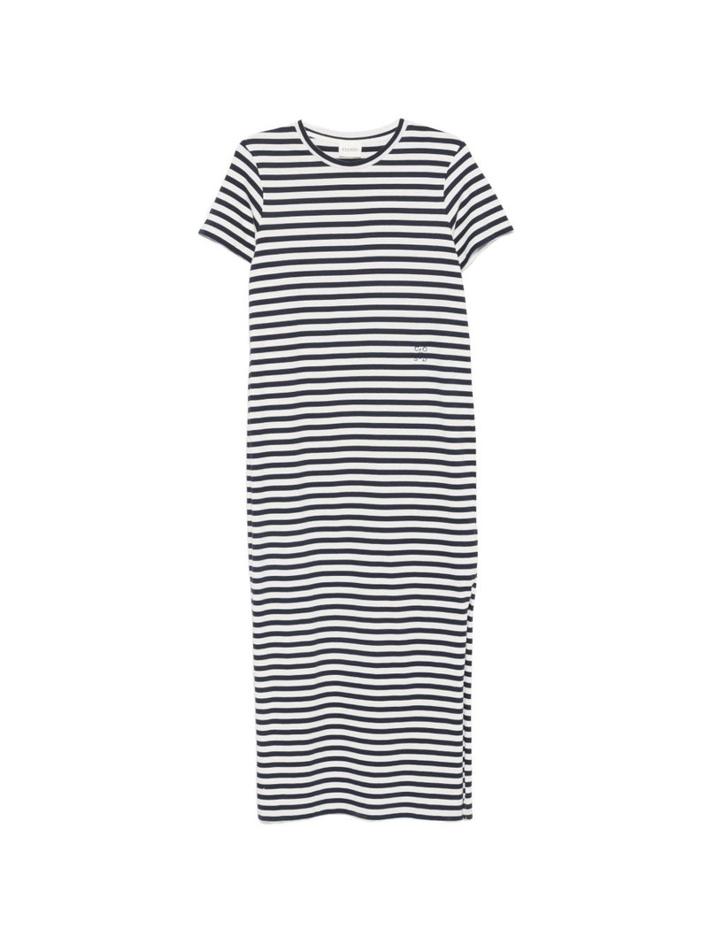 striped-pattern short-sleeve midi dress 1