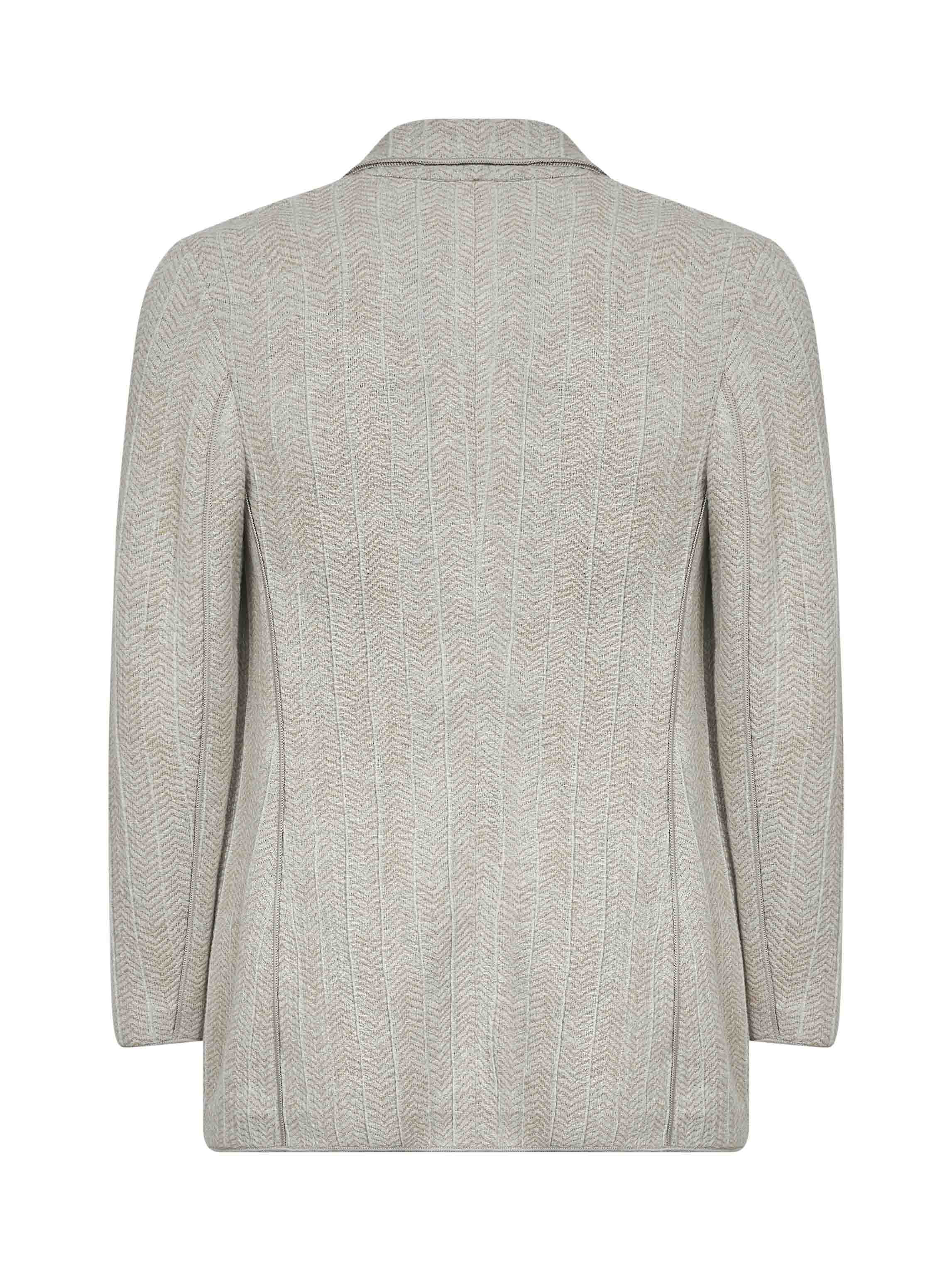 Beige jacquard jersey double-breasted jacket - 2