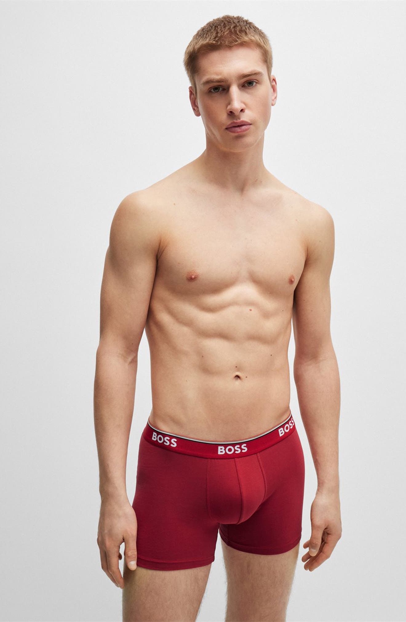 BOSS 3-Pack Power Stretch Cotton Boxer Briefs in Black/Red/Blue at Nordstrom - 6