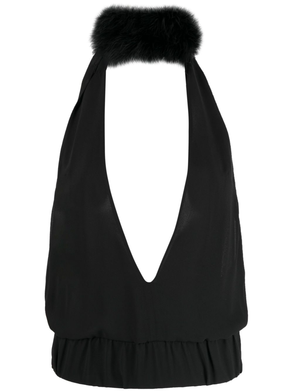 Salina feather-trim halterneck top - 1
