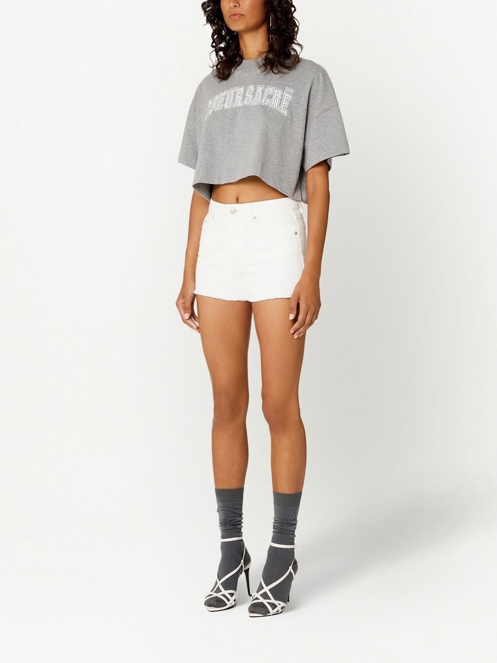 Couer Sacré cropped cotton T-shirt - 4