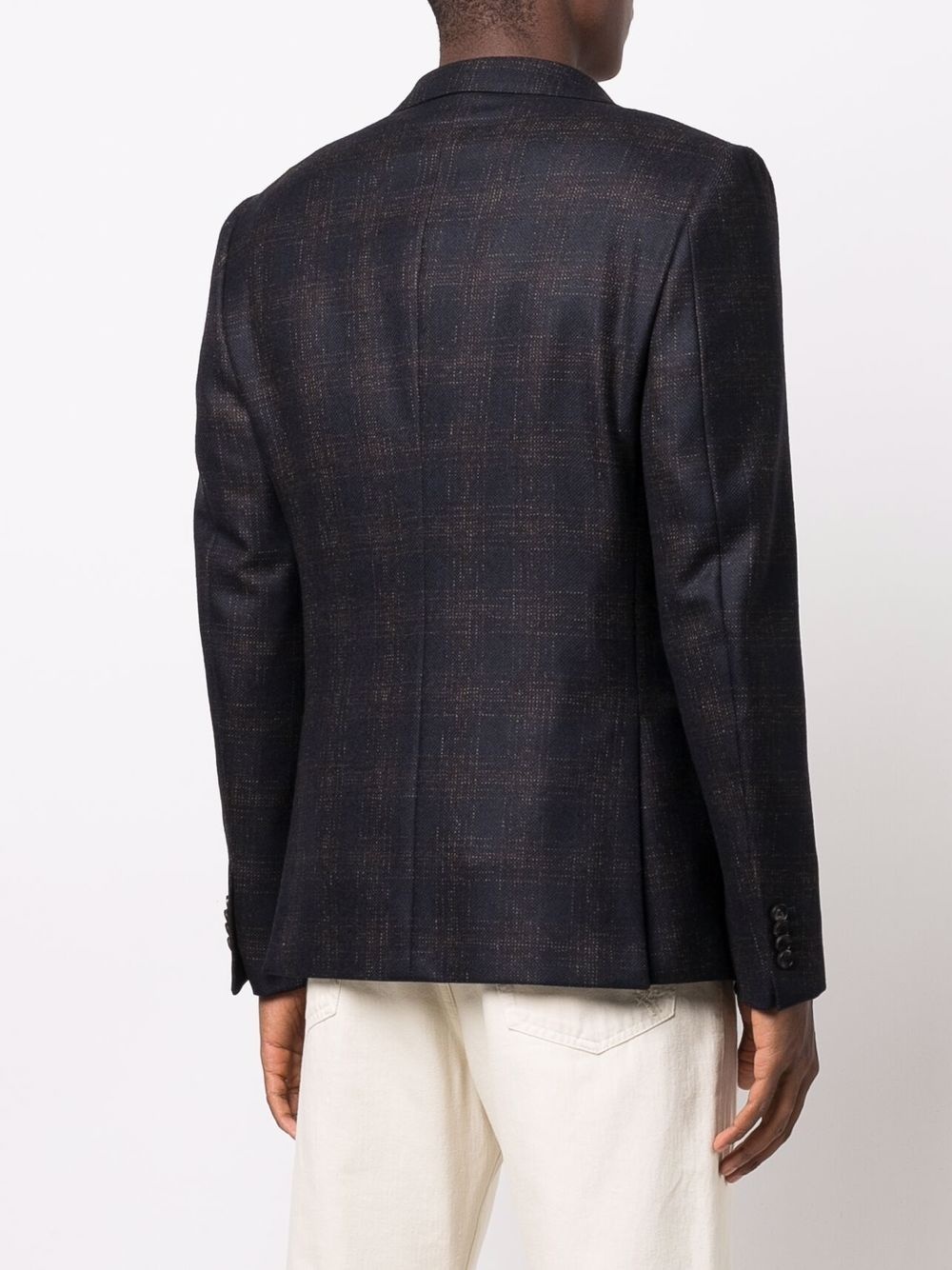 checked single-breasted blazer - 4