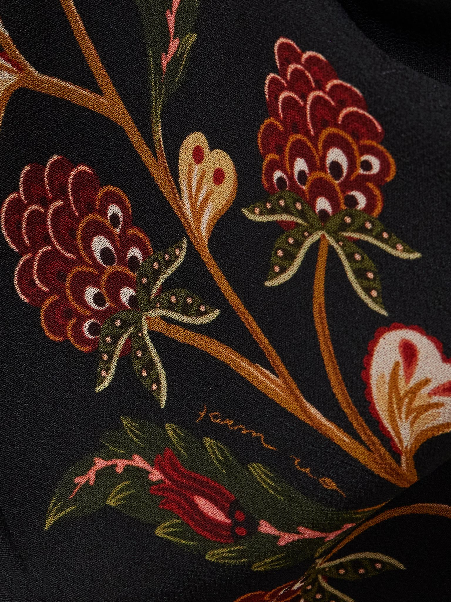 Berry Garden belted floral-print crepe de chine midi dress Black - 4
