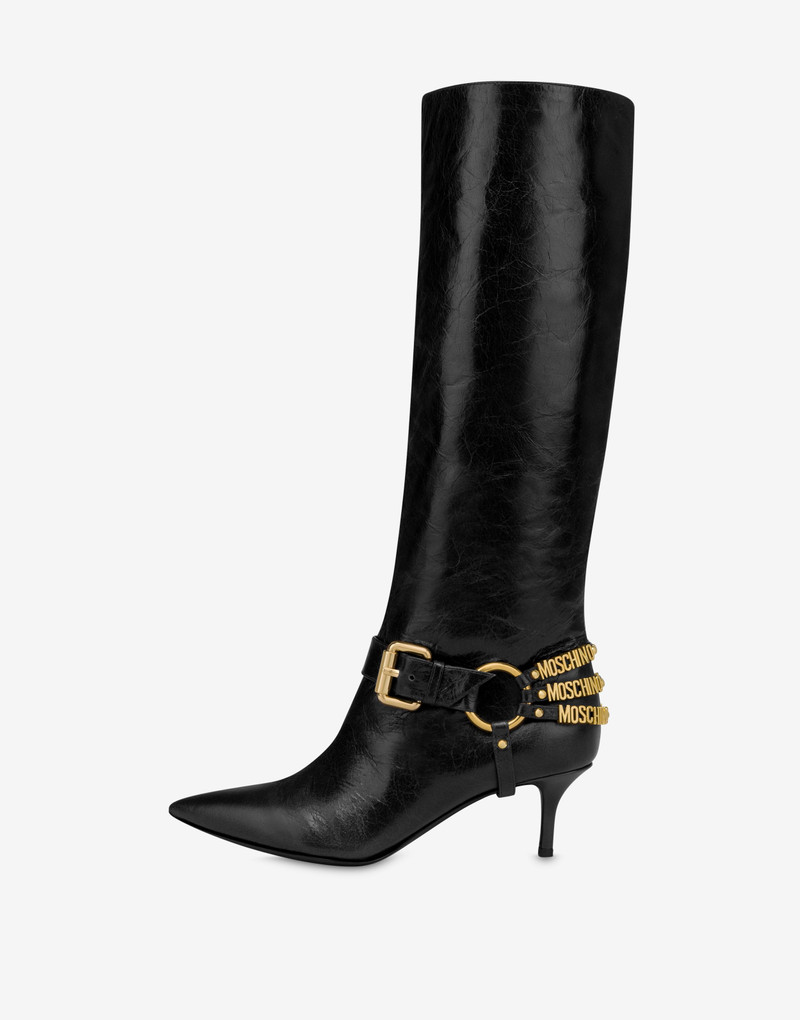 MINI LETTERING SHINY CALFSKIN BOOTS 2