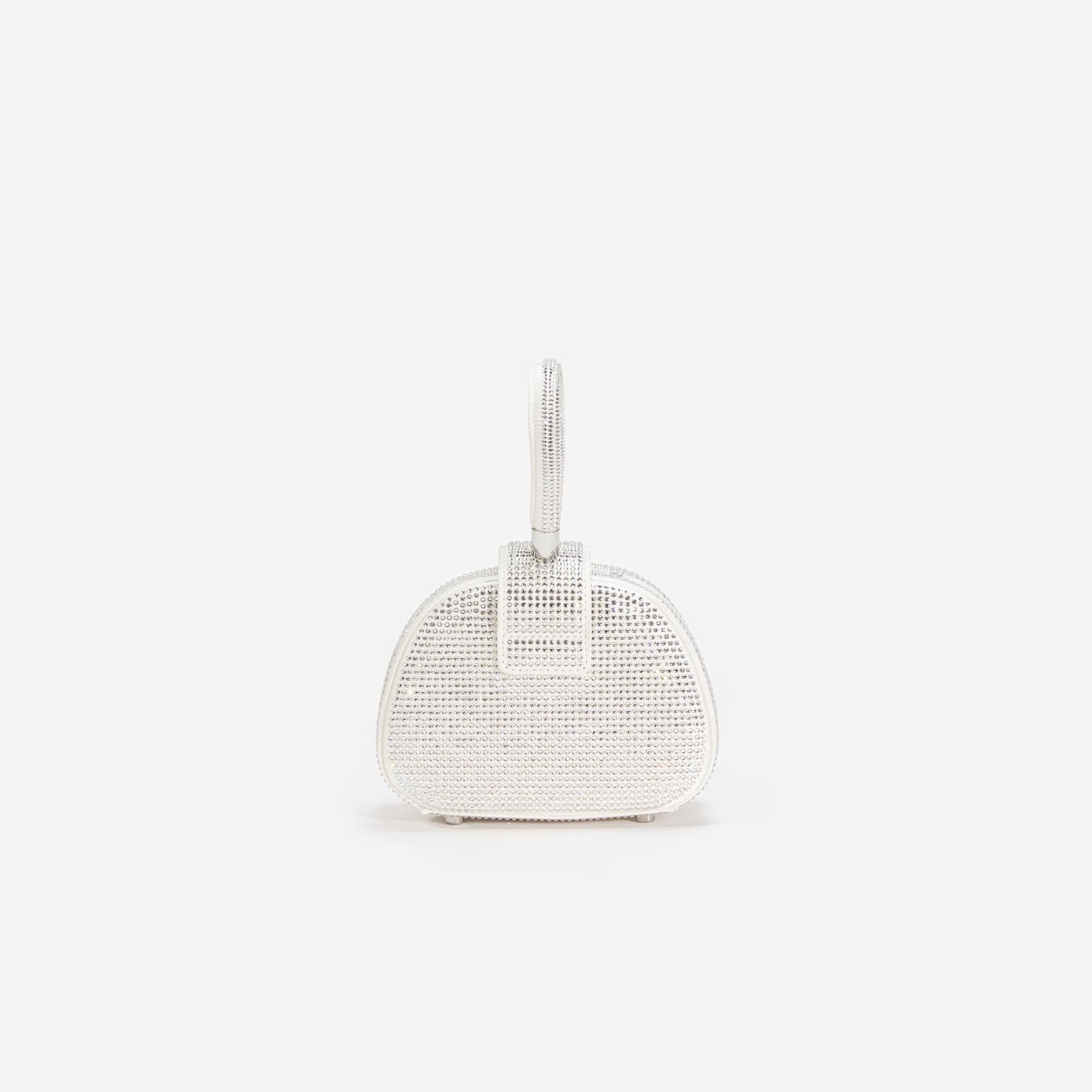 Cream Rhinestone Top Handle Micro Bag - 3