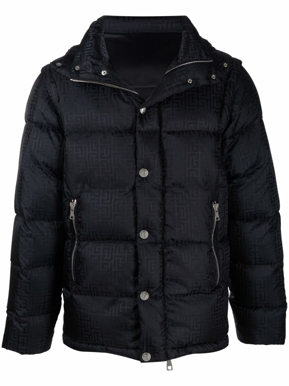 monogram-print padded jacket - 1