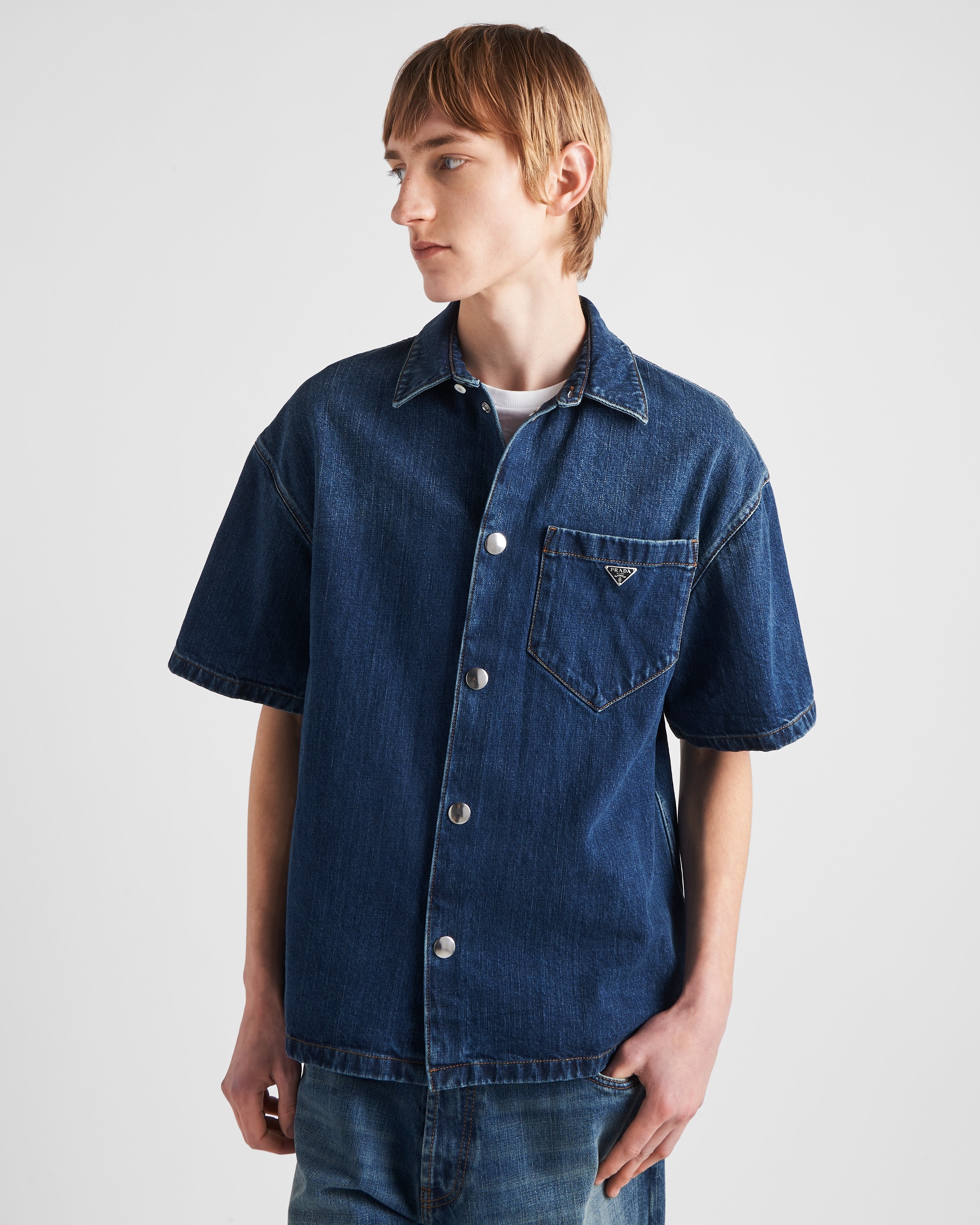 シャツ PRADA GEC067_12K8 DENIM SHIRT 2COLORS Navy Denim shirt | PRADA