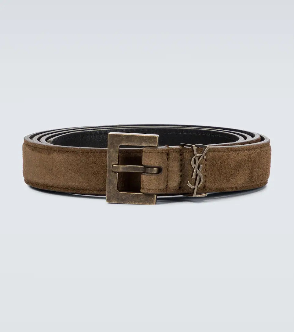 Monogrammed suede belt - 1