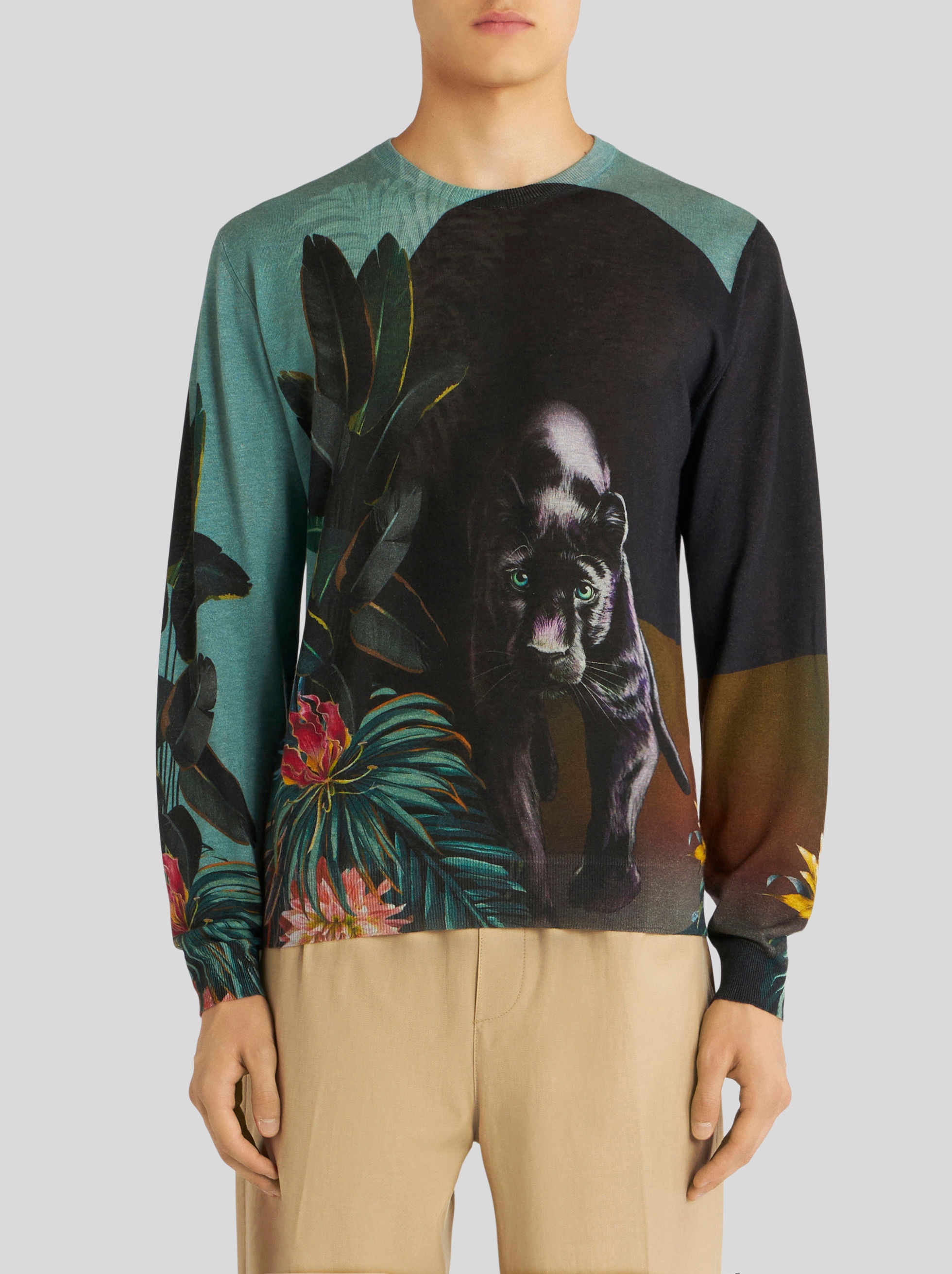 SILK AND CASHMERE JUMPER WITH PANTHER - 2