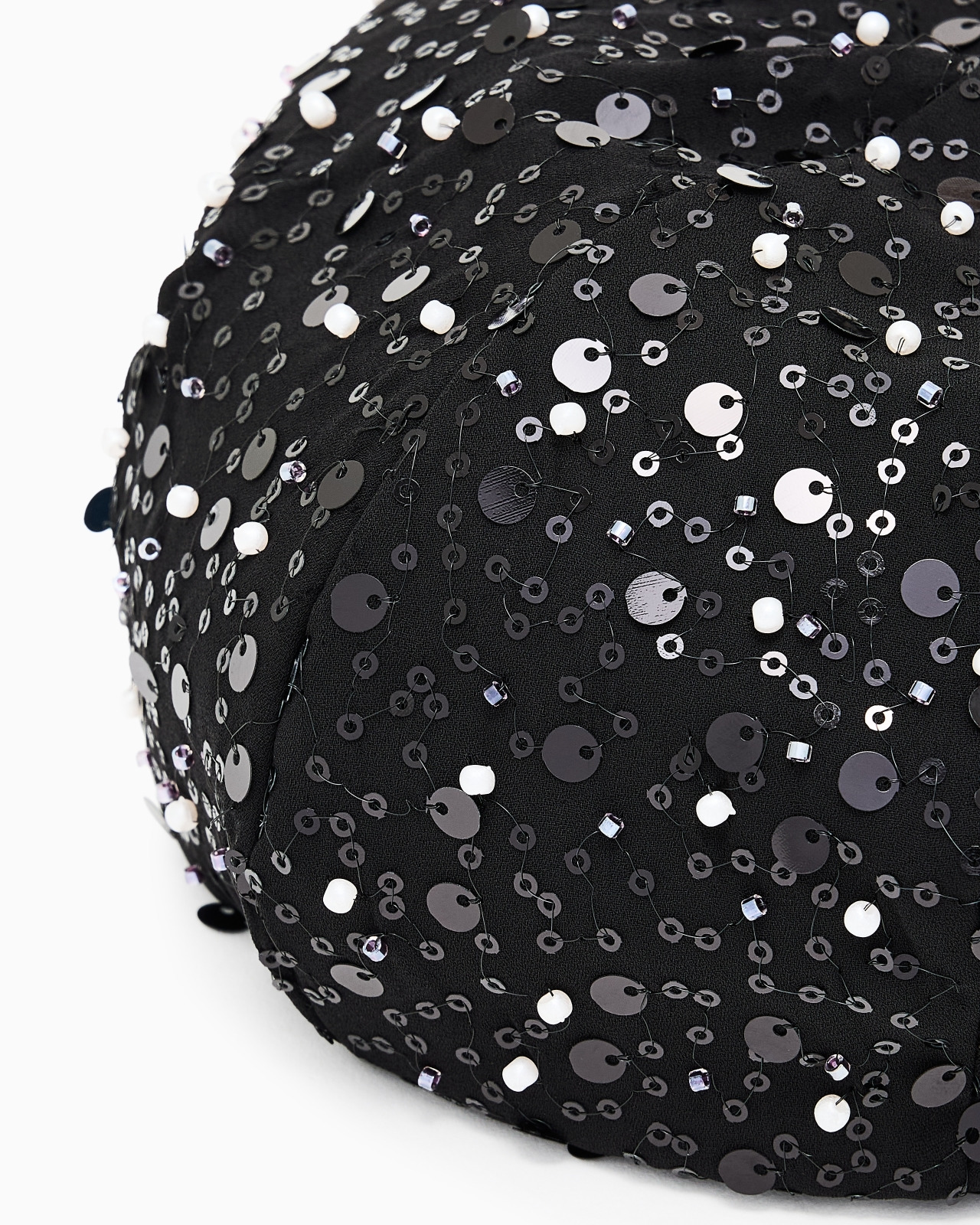 GEORGETTE BERET WITH BEADS AND SEQUINS - 3