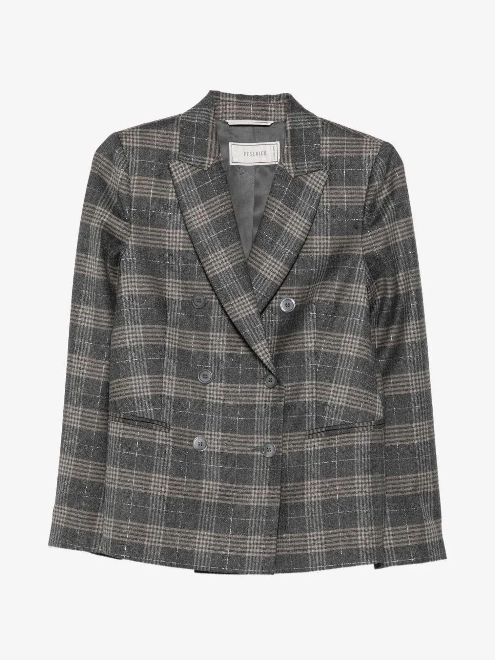 double-breasted check-pattern blazer - 1