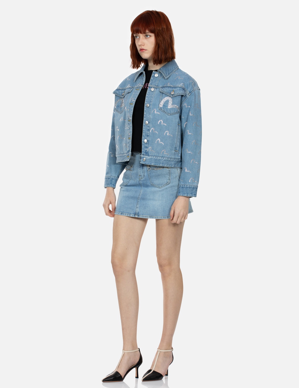 Foil Print Daicok Regular Fit Denim Skirt - 3