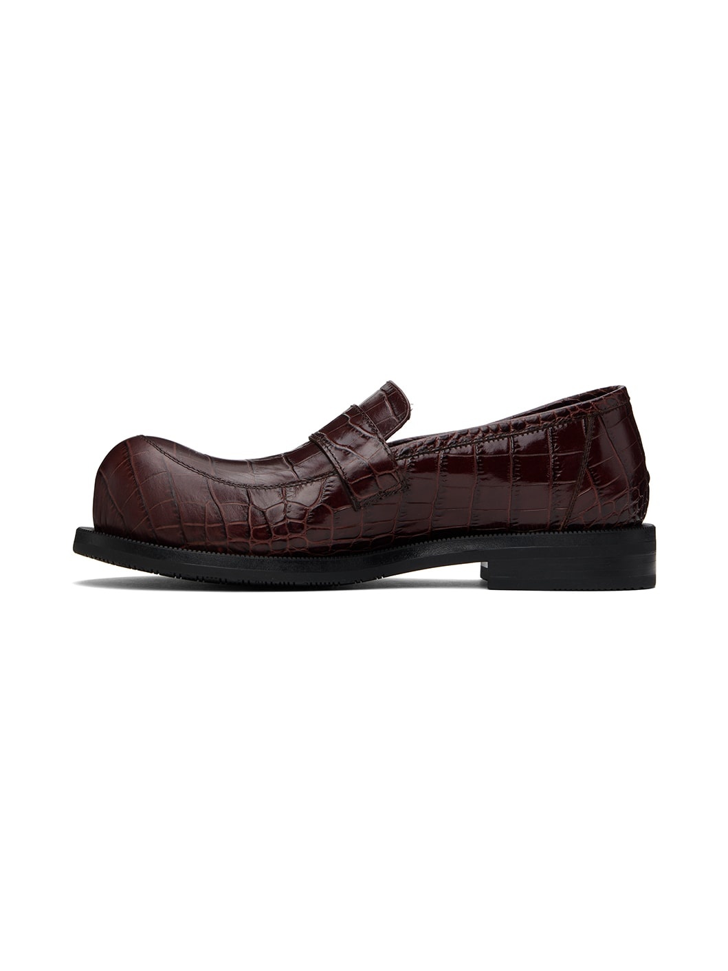 Brown Bulb Toe Loafers - 3