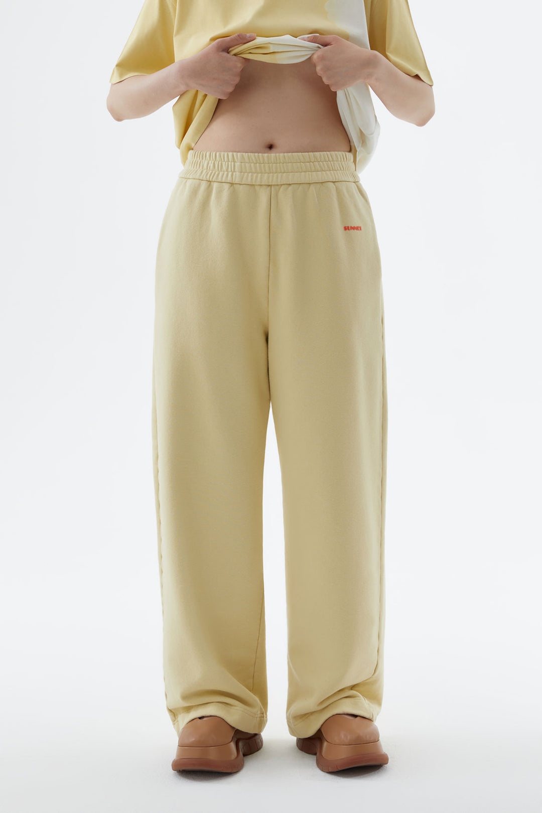 LIGHT YELLOW ELASTIC PANTS - 1