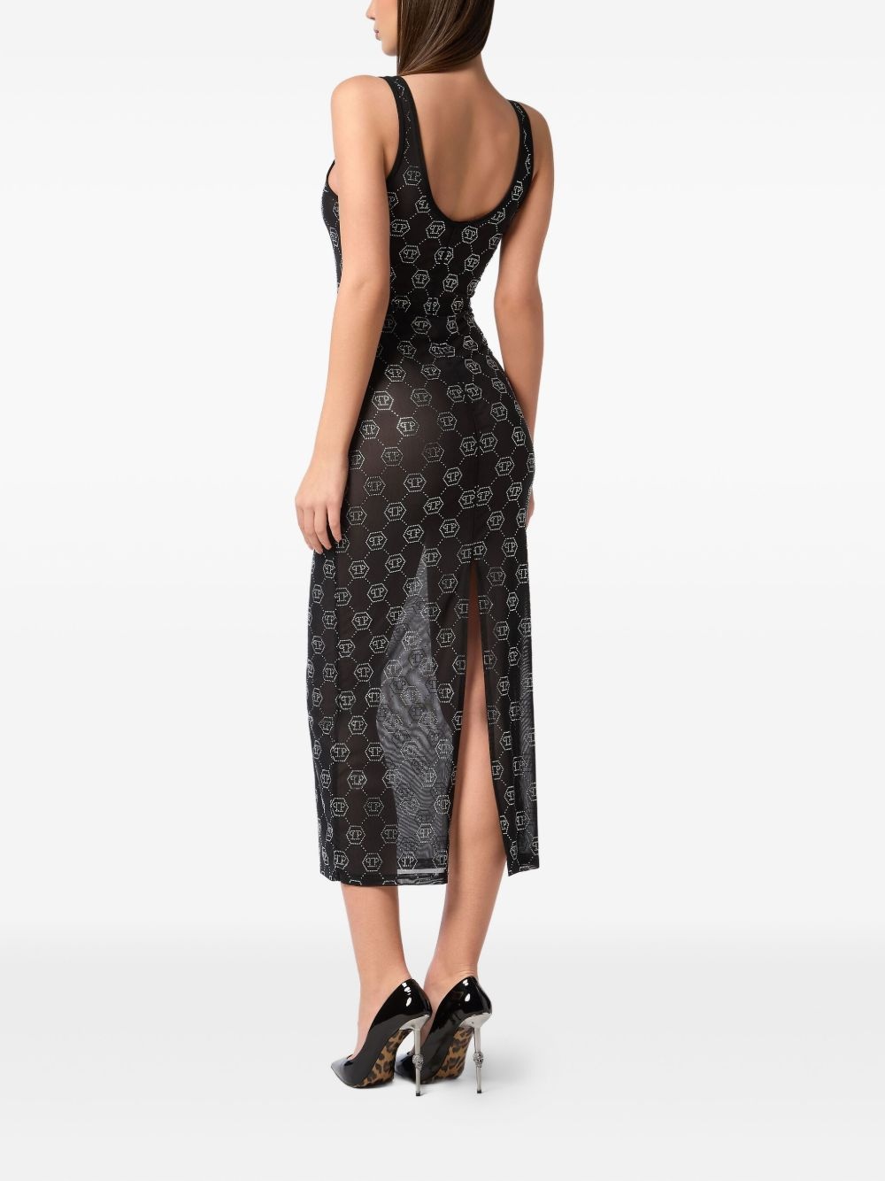 monogram translucent dress - 4