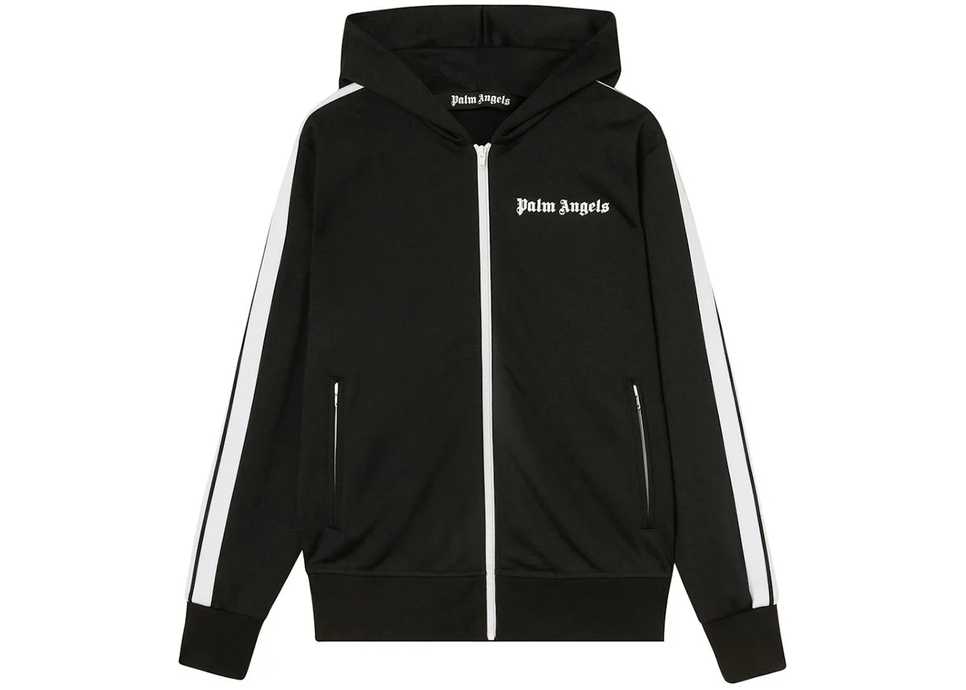 Palm Angels Hooded Track Jacket Black/White - 1