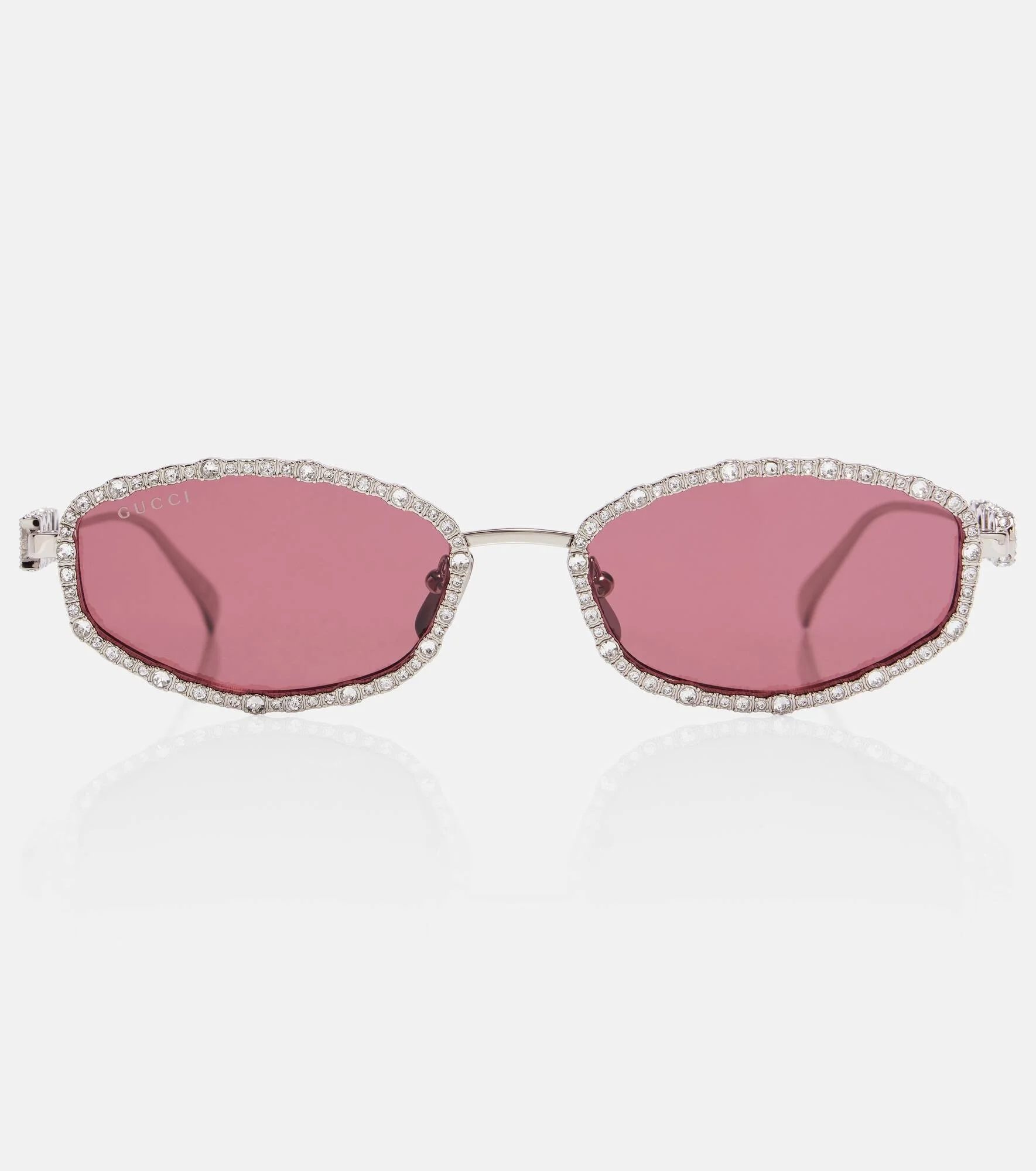 Crystal-embellished oval sunglasses - 1