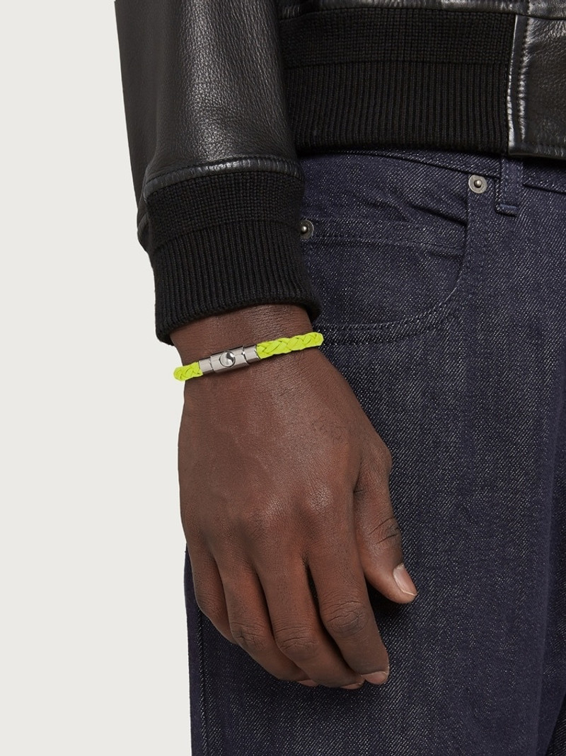 FERRAGAMO BRAIDED LEATHER BRACELET - SIZE 19 outlook