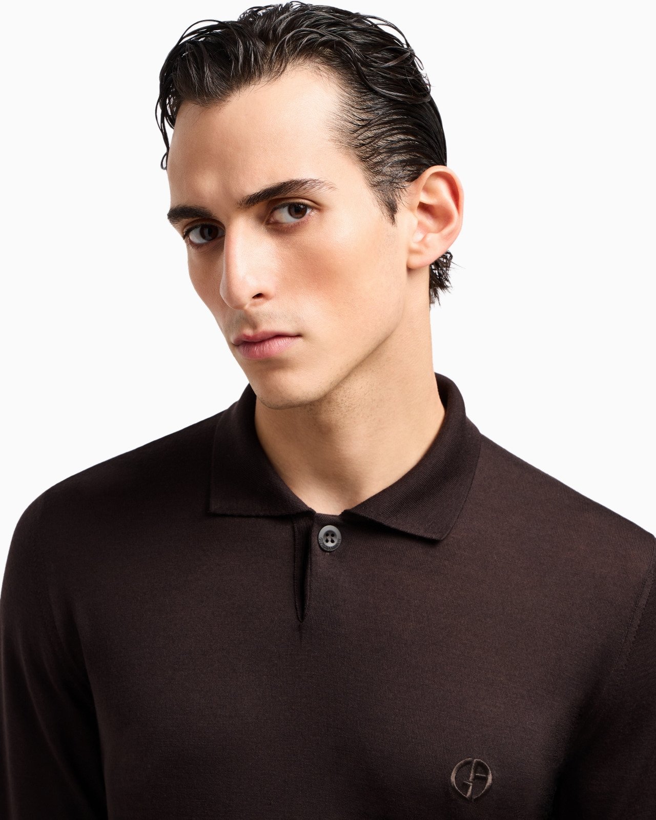 LONG-SLEEVED POLO SHIRT IN VIRGIN WOOL - 5