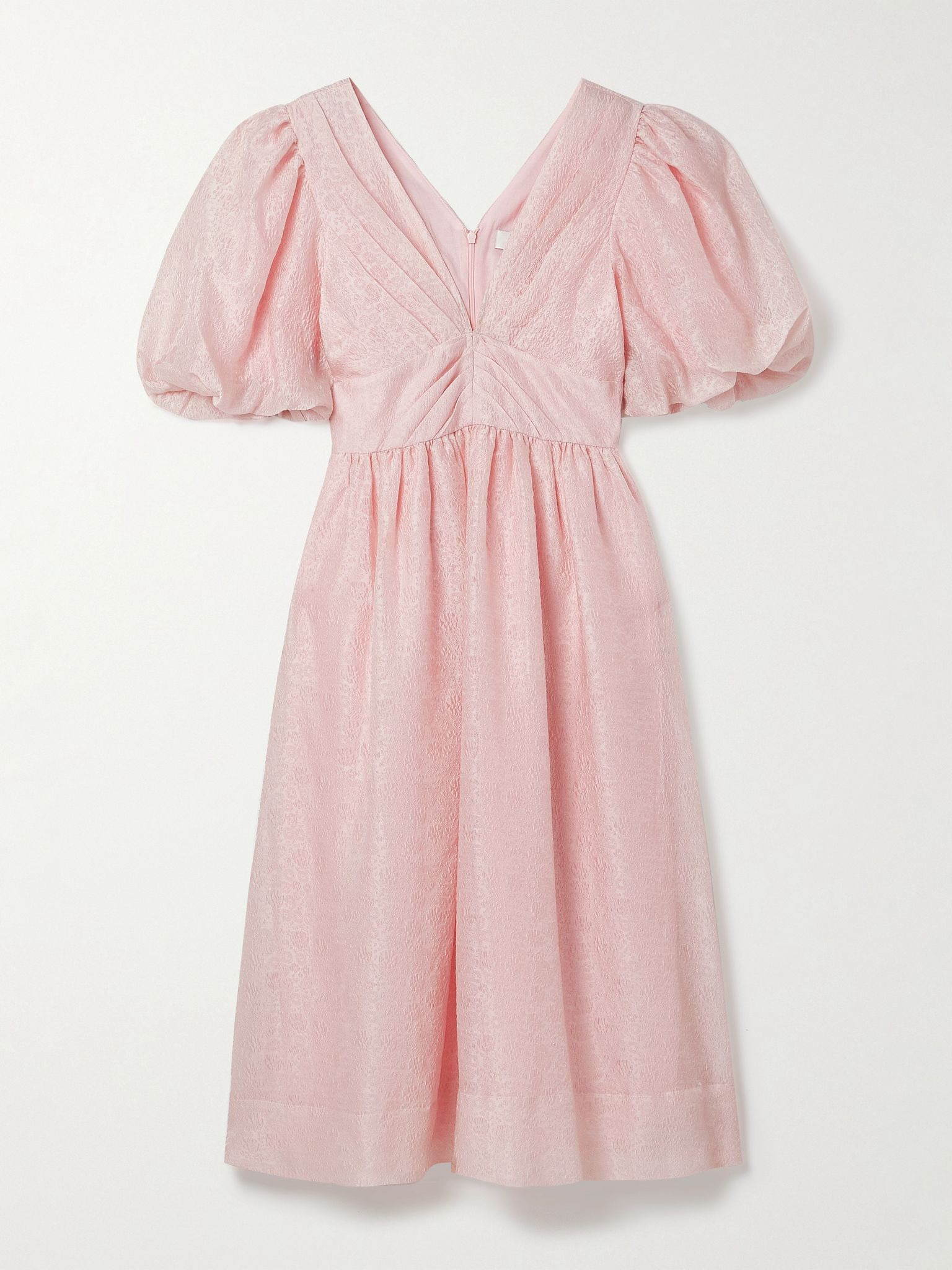Florence gathered cloqué midi dress Pink - 1