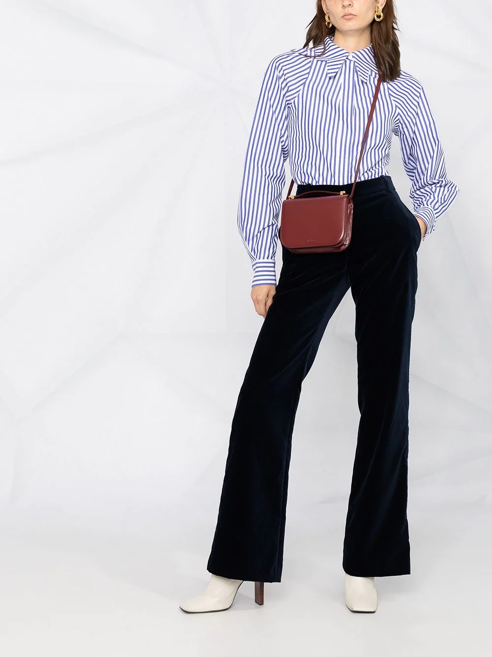 velvet high-waisted trousers - 2