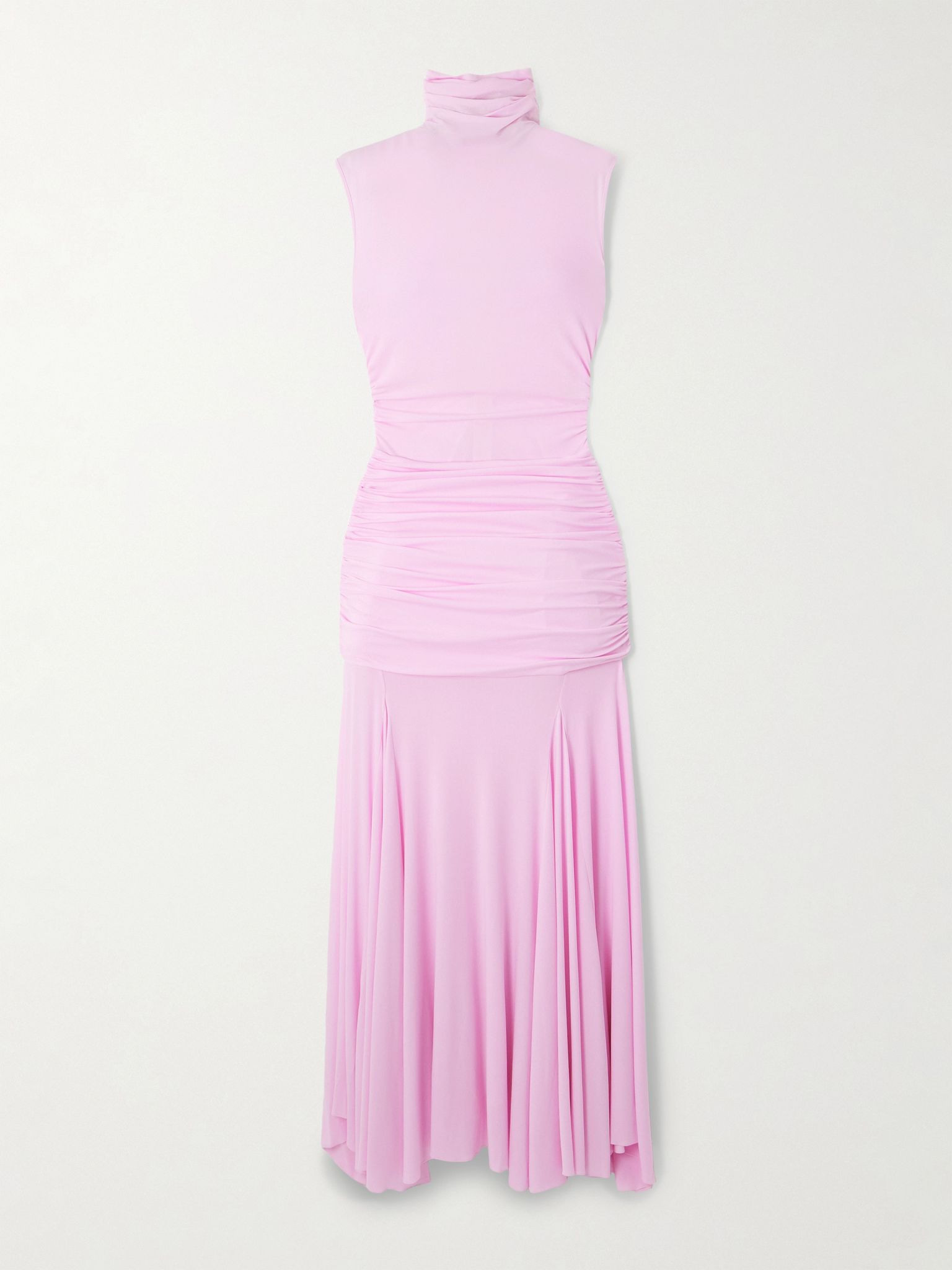 Asymmetric ruched jersey dress Pink - 1
